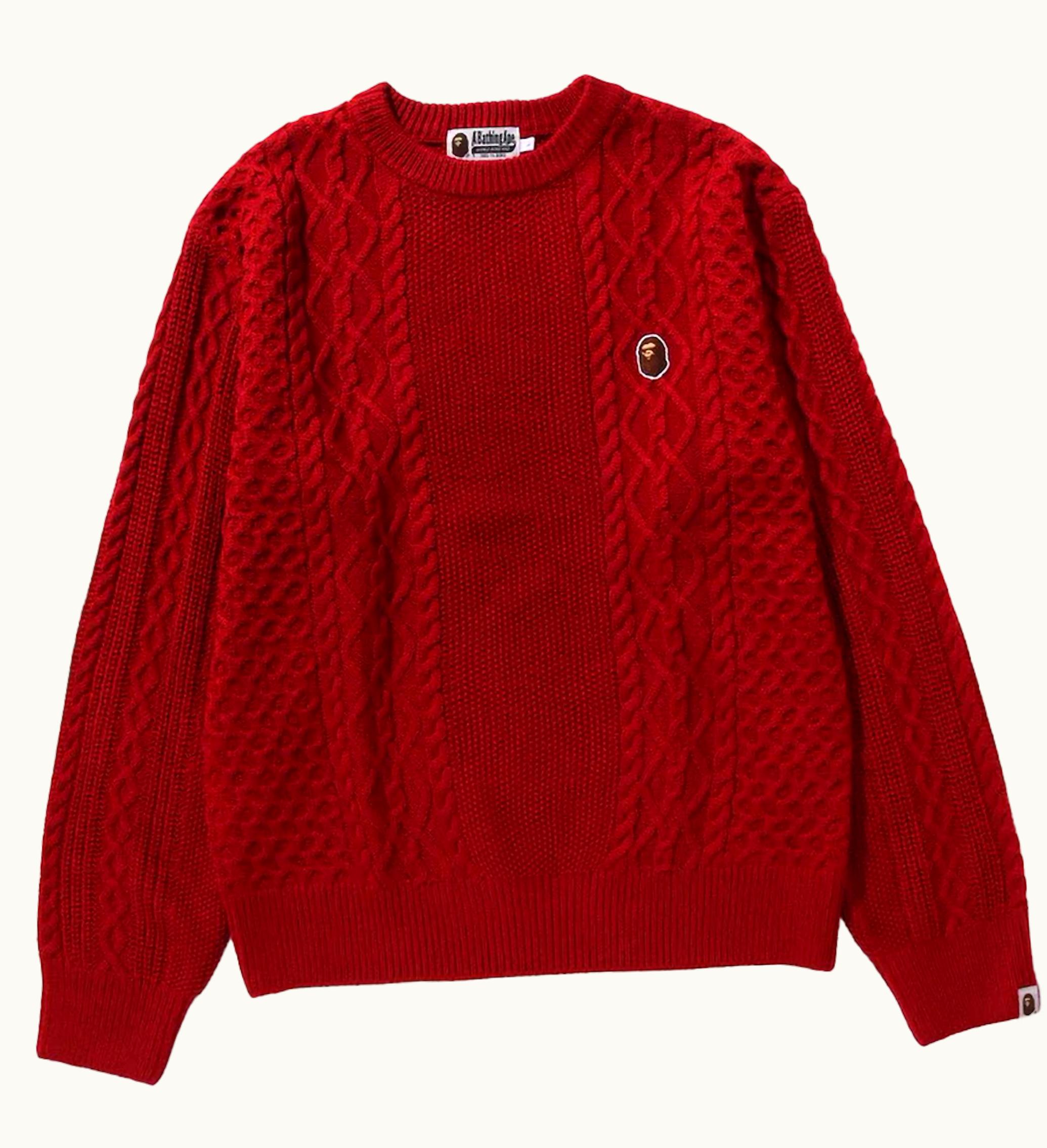 BAPE BAPE Ape Head One Point Knit Sweater Red