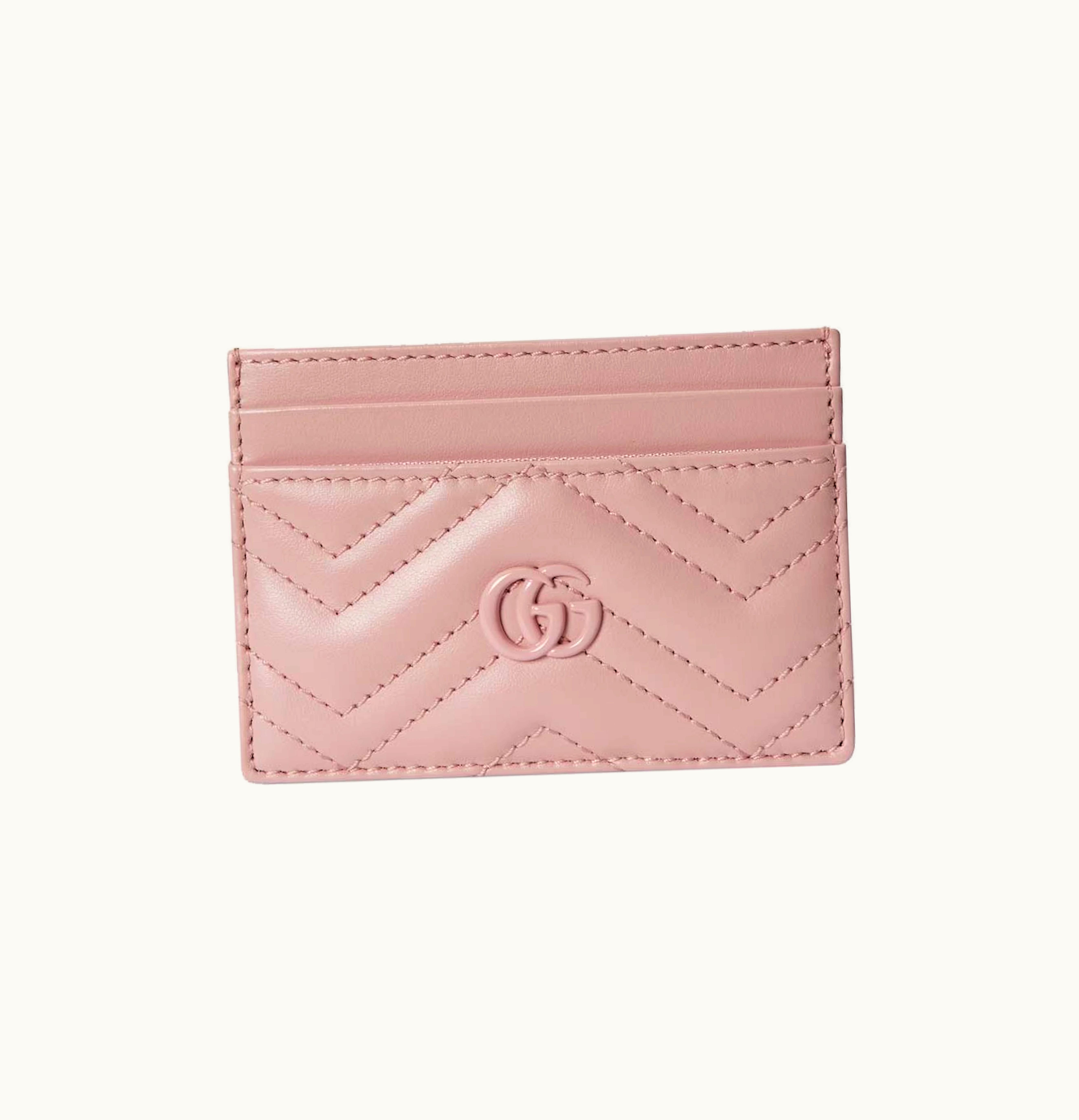 Gucci GG Marmont Matelasse Card Case Light Pink
