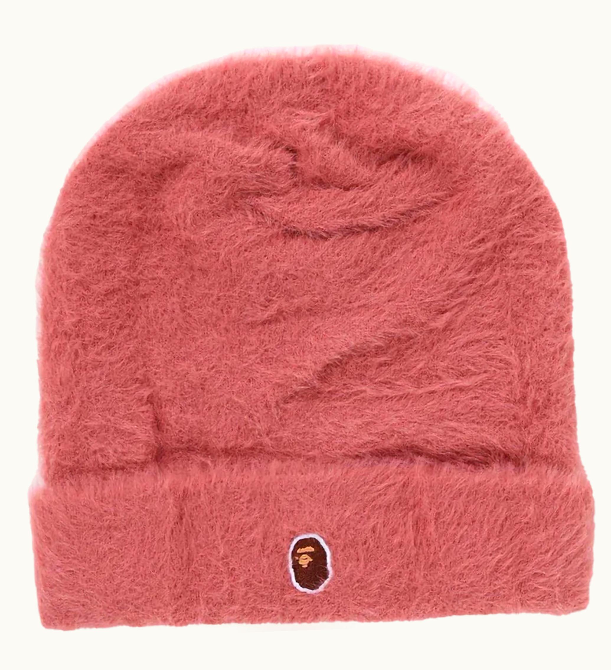 BAPE BAPE Ape Head One Point Shaggy Knit Cap Pink