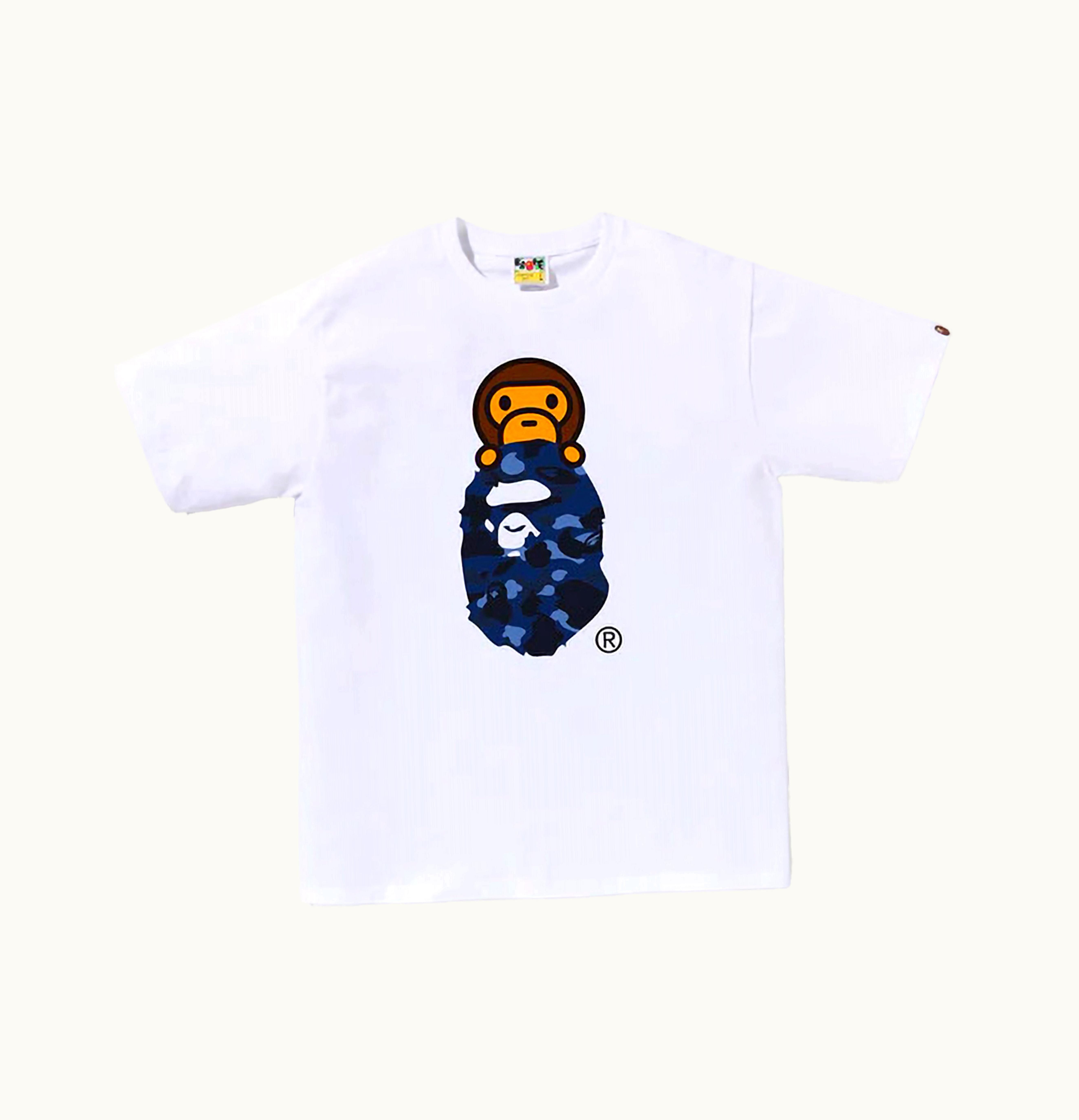 BAPE BAPE Color Camo Milo On Ape Head Tee White Navy