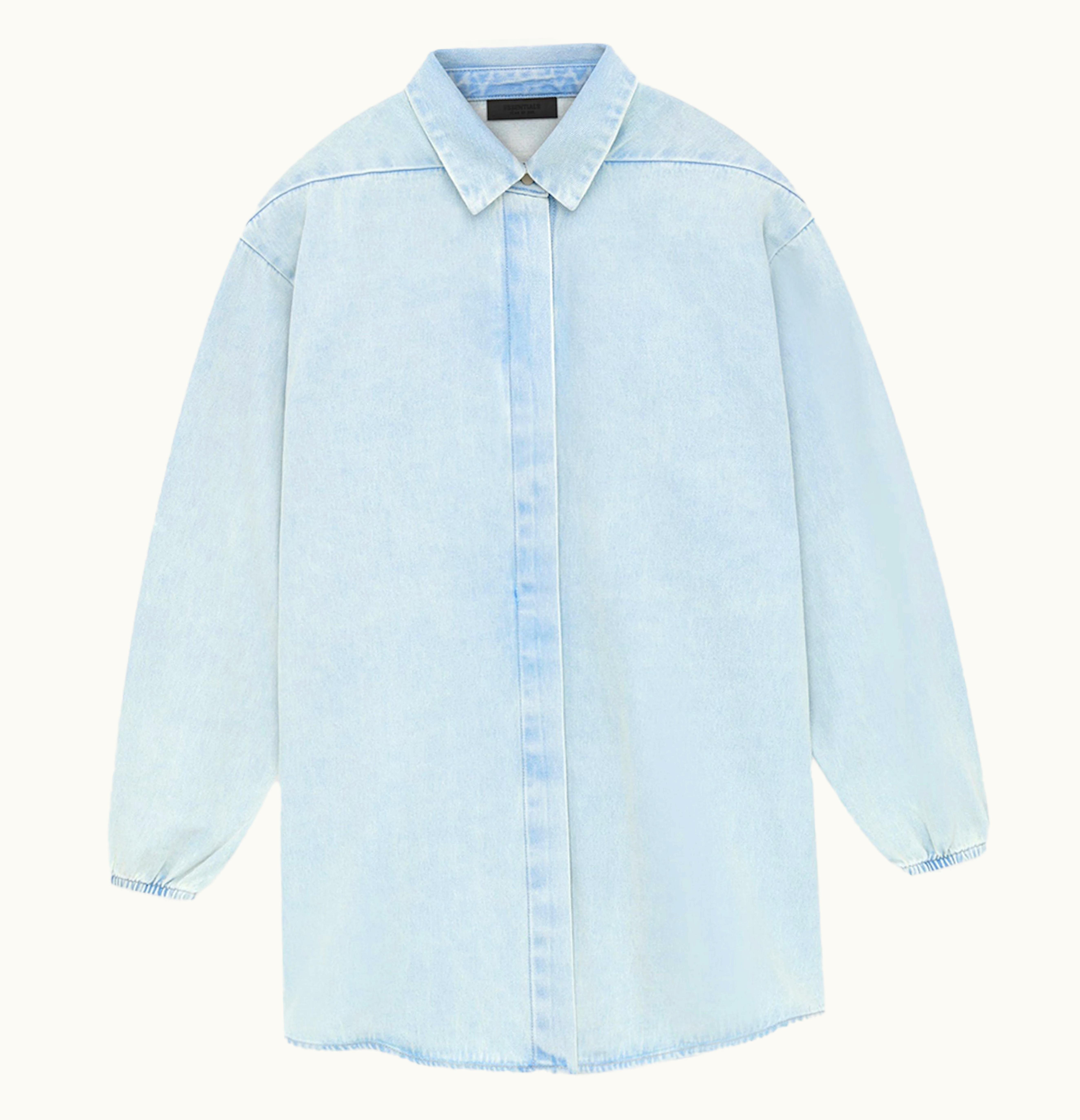Fear of God Fear Of God Essentials Womens Button Down Shirt Light Wash Denim