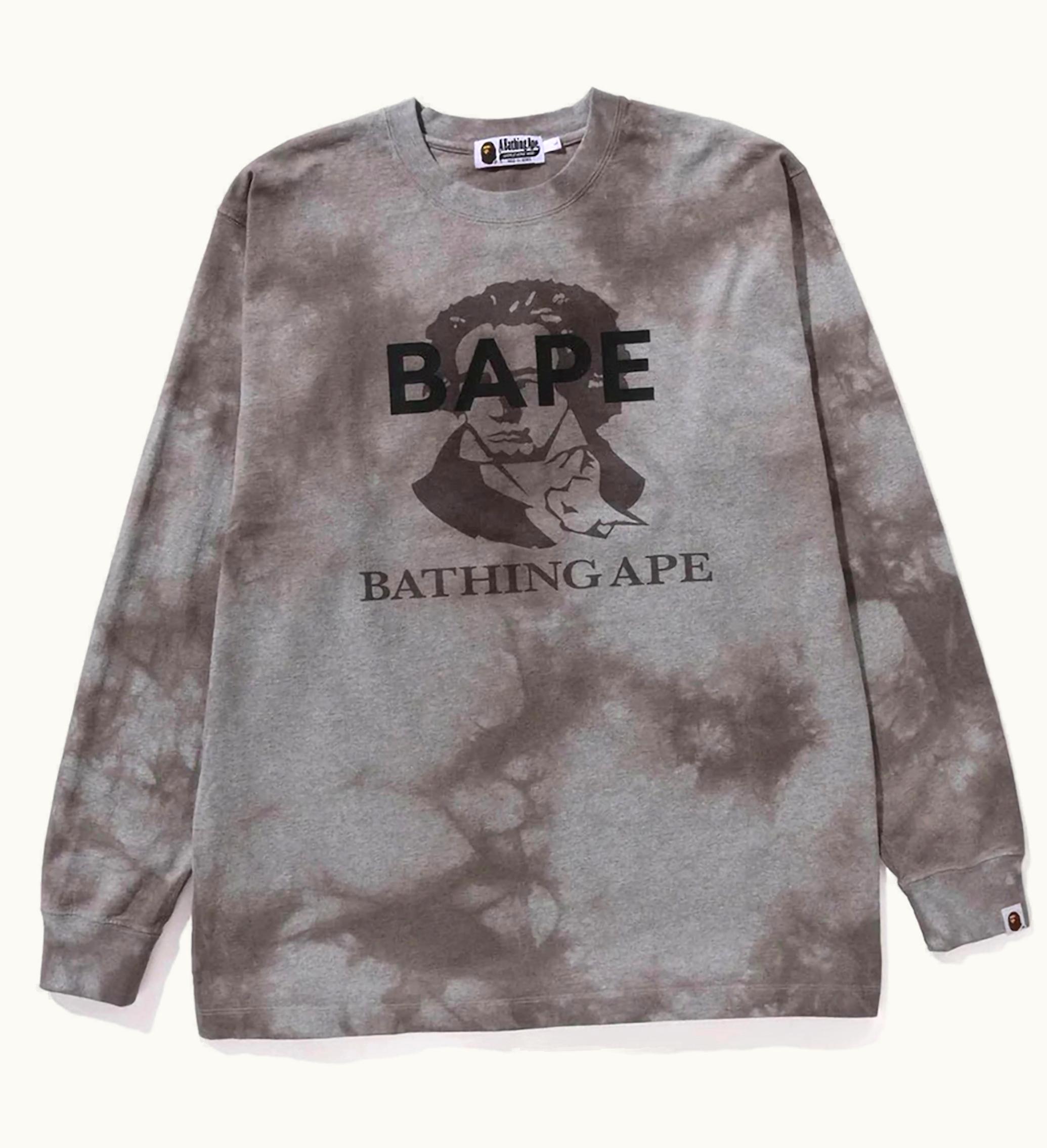 BAPE BAPE Tie Dye Bathing Ape L S Tee Gray