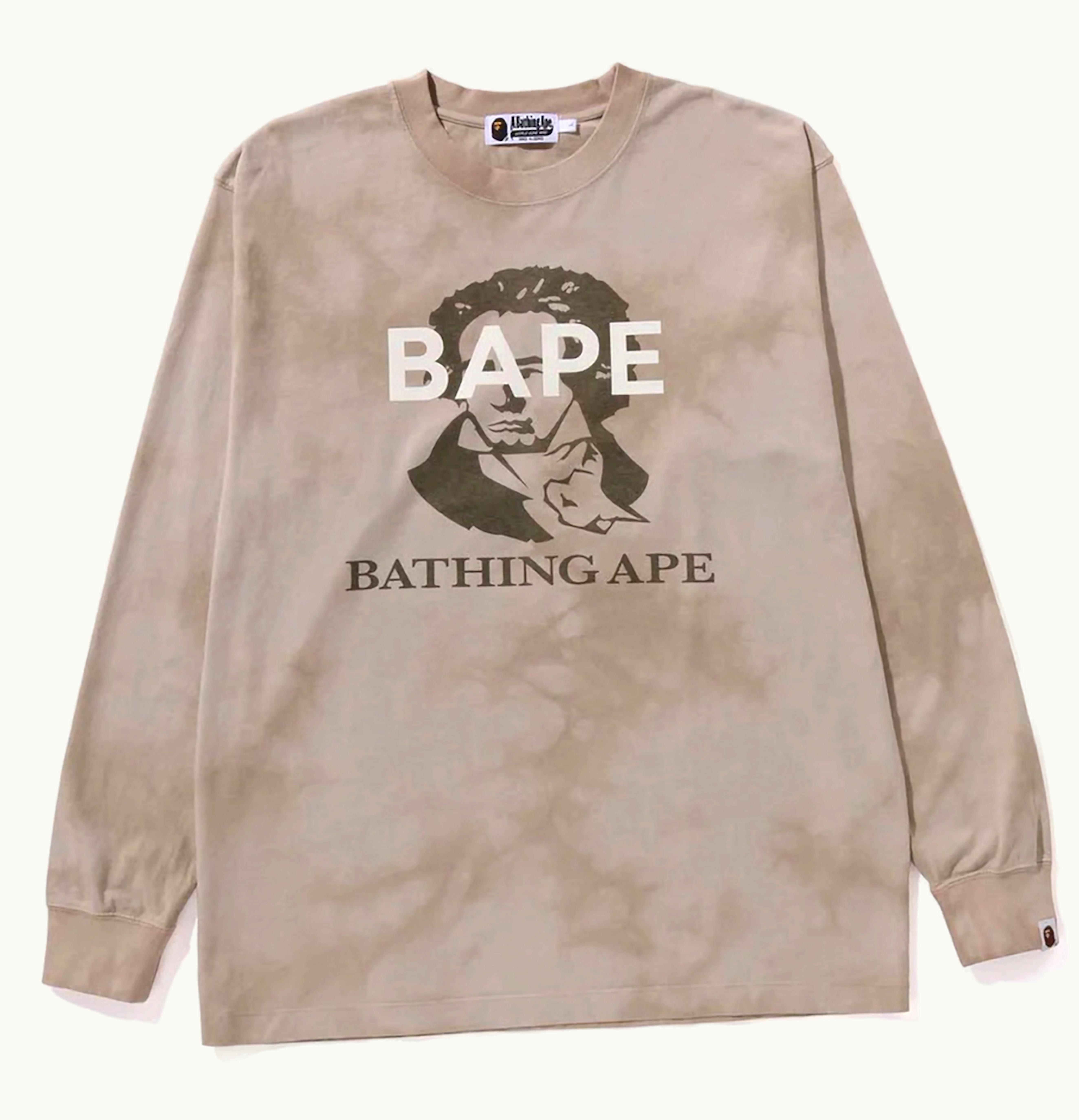 BAPE BAPE Tie Dye Bathing Ape L S Tee Beige