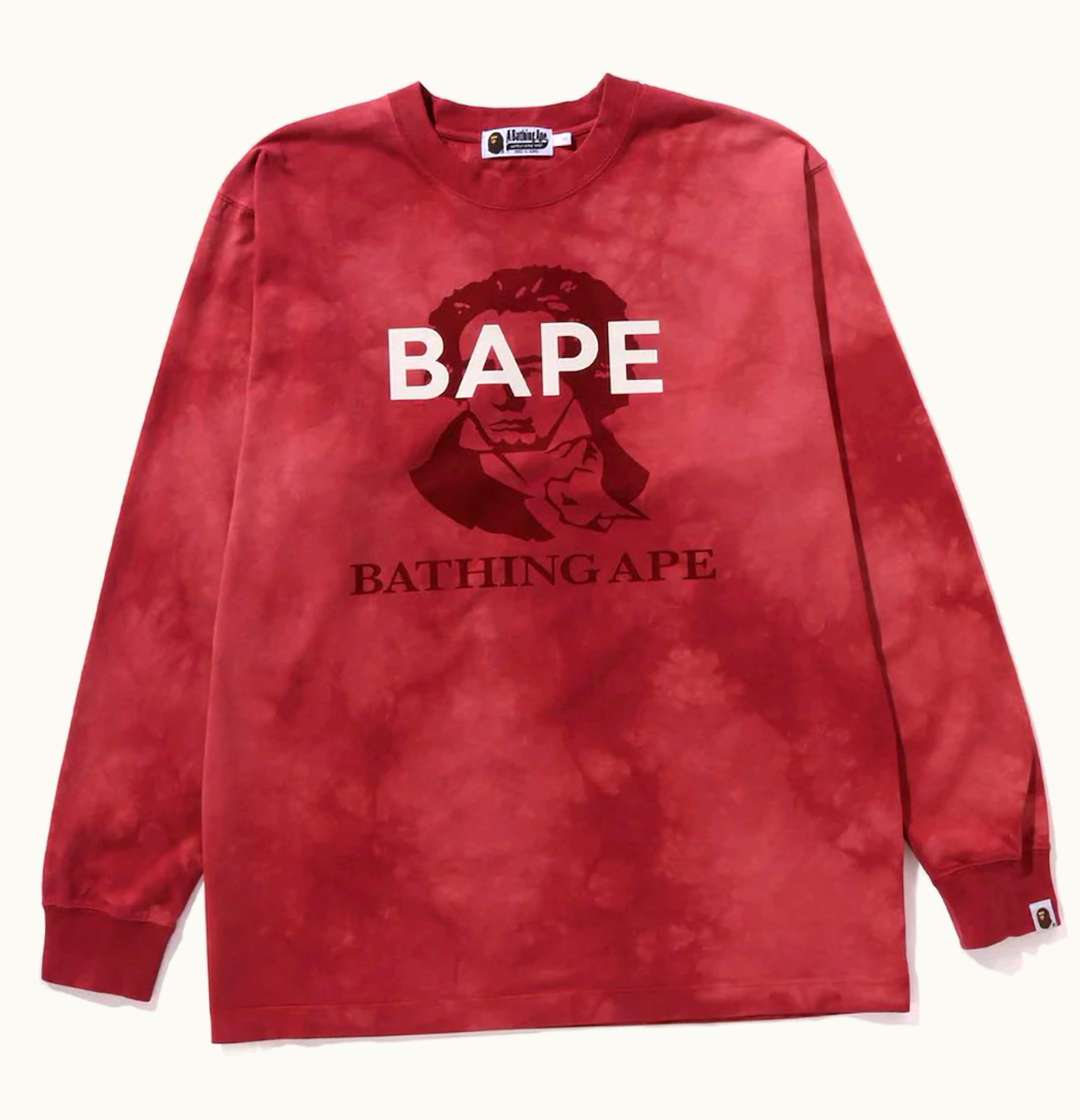 BAPE BAPE Tie Dye Bathing Ape L S Tee Red