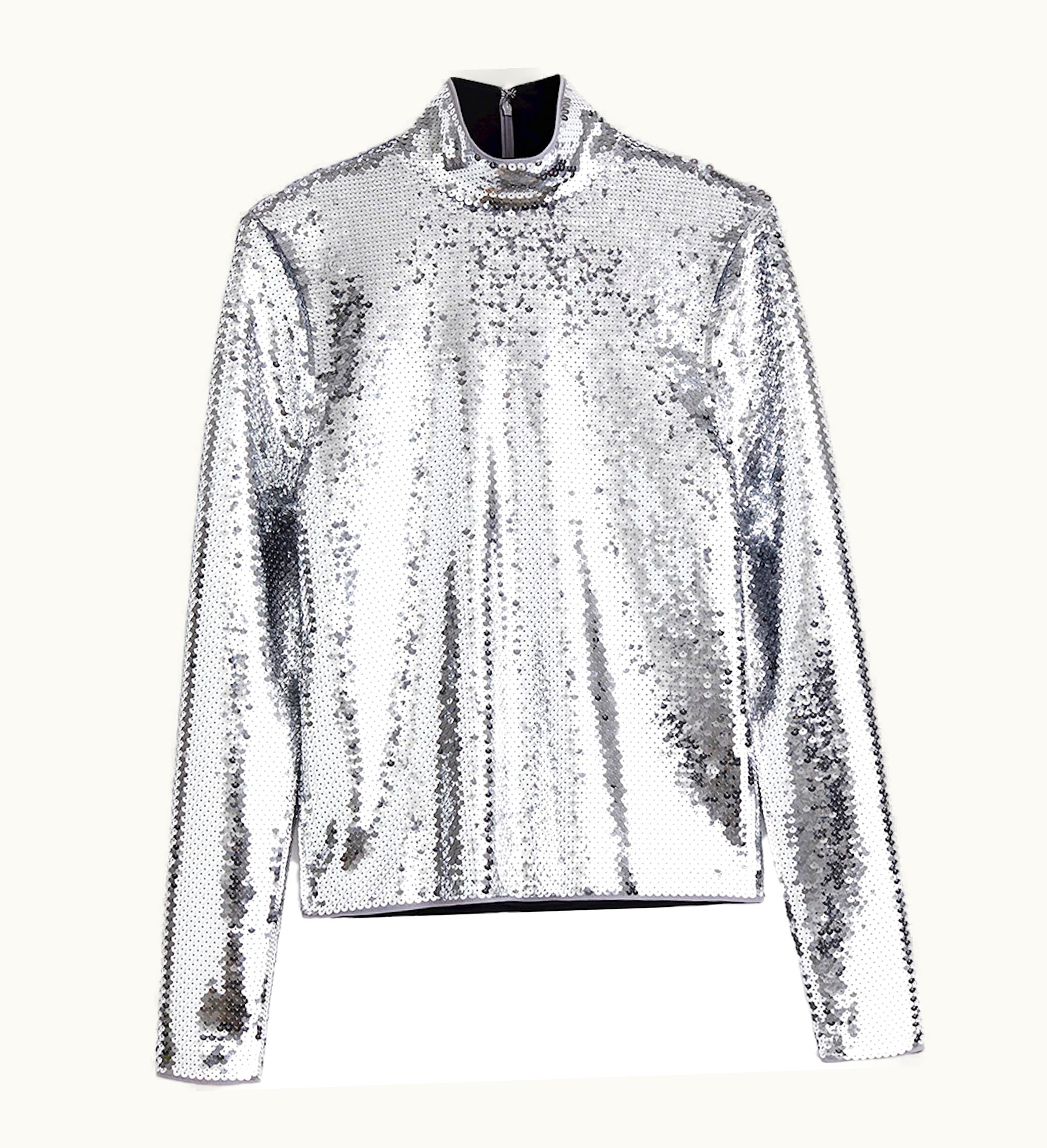 Rabanne Rabanne HM Sequined Shirt Mens Silver