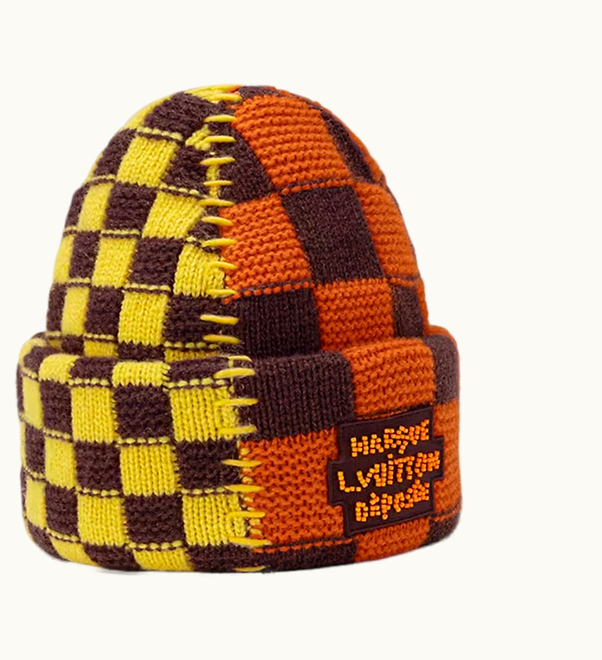 Louis Vuitton Louis Vuitton Damier Pop Split Beanie Yellow Red