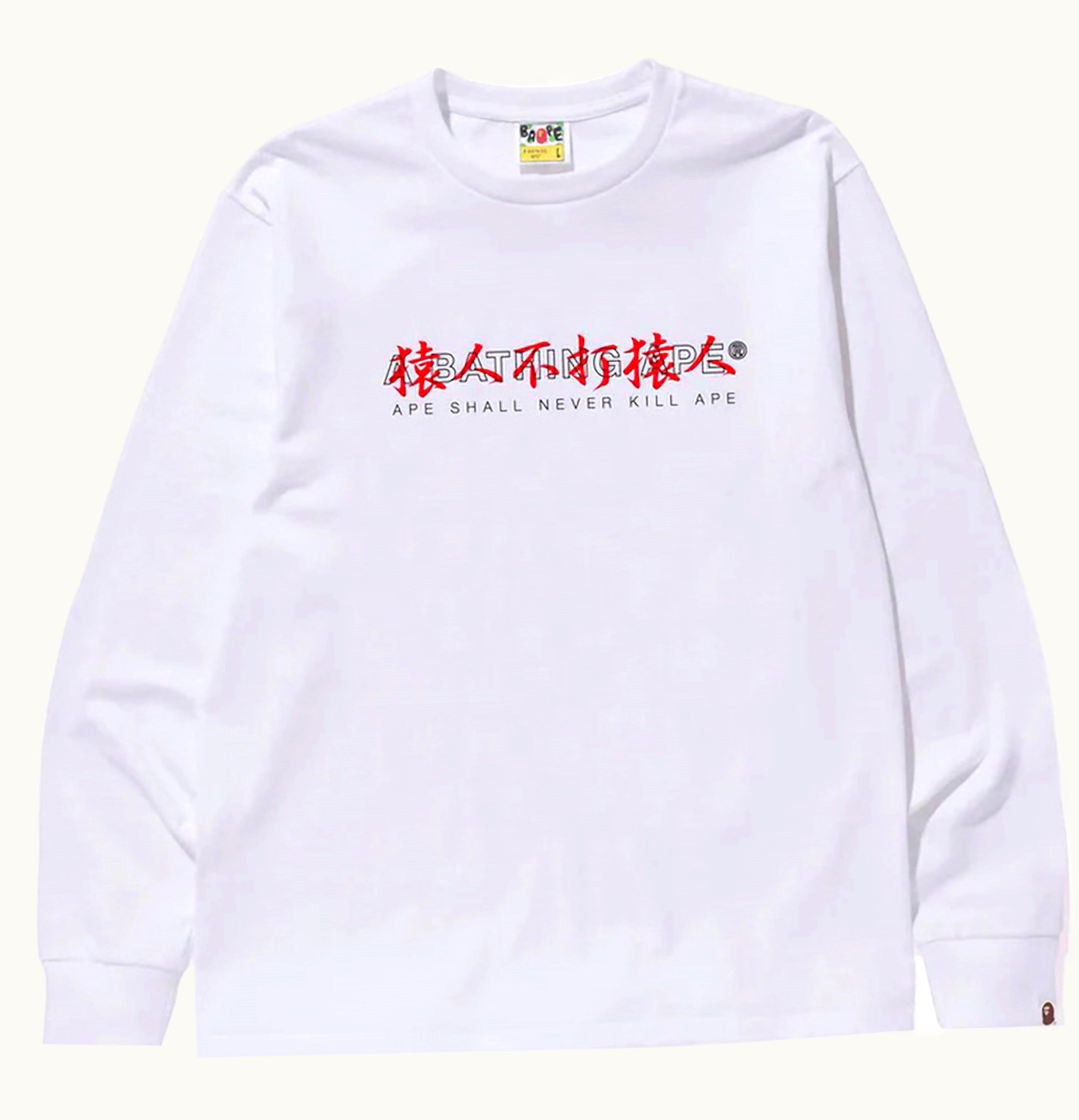 BAPE BAPE Kanji Logo Asnka L S Tee White