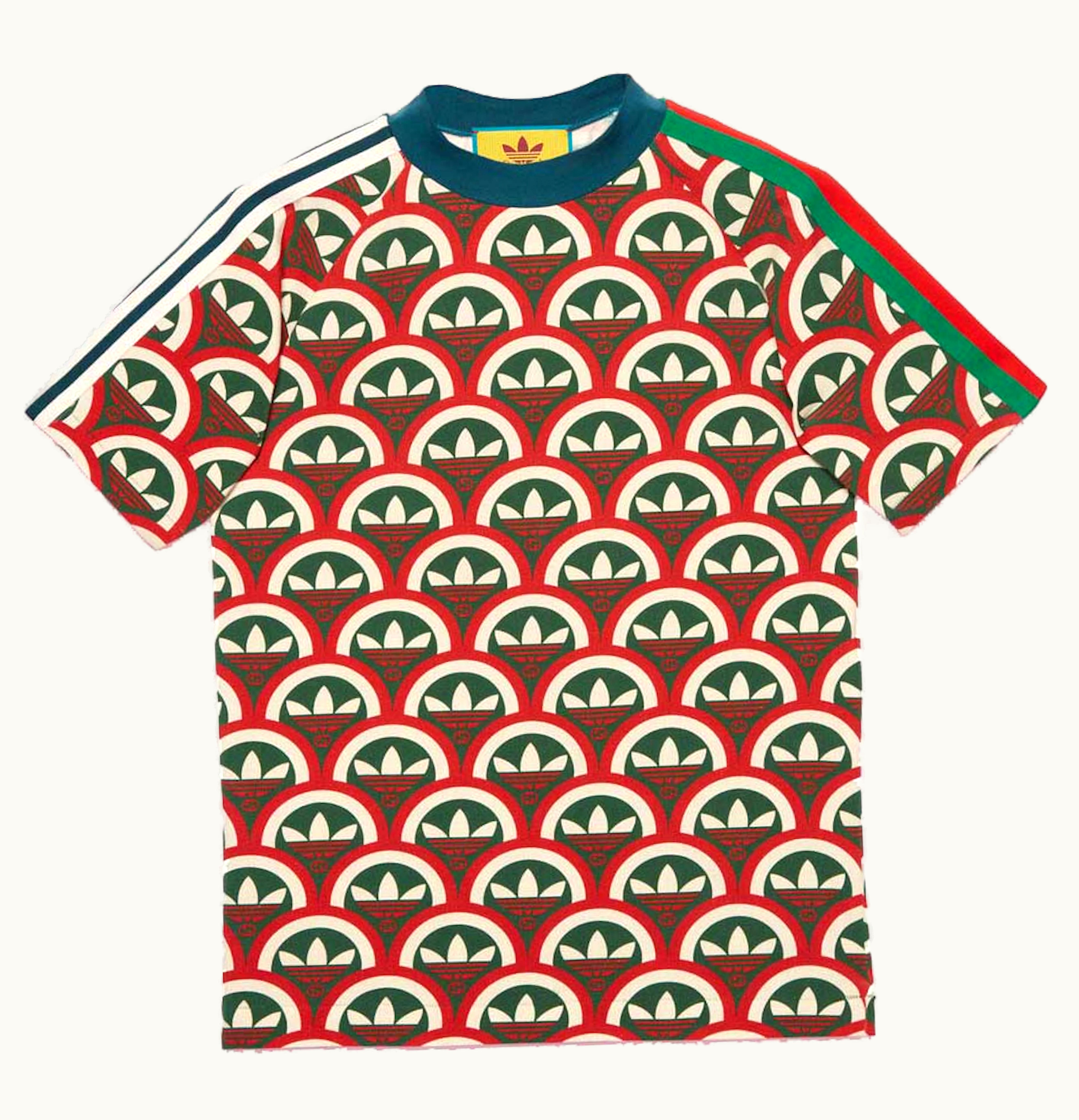 Gucci Gucci x adidas Trefoil Print T Shirt Red Green