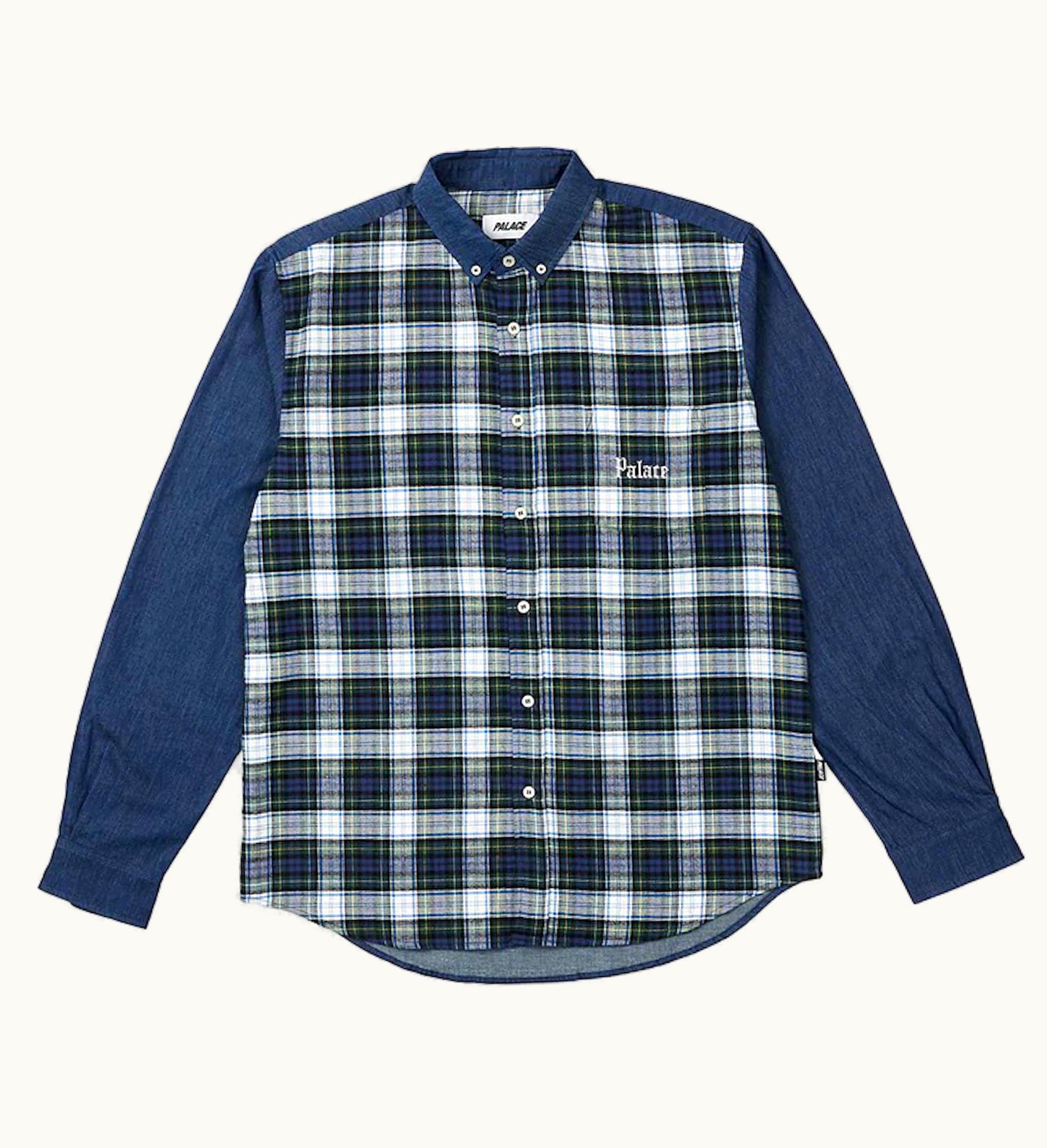 Palace Palace Check Panel Chambray Shirt Indigo