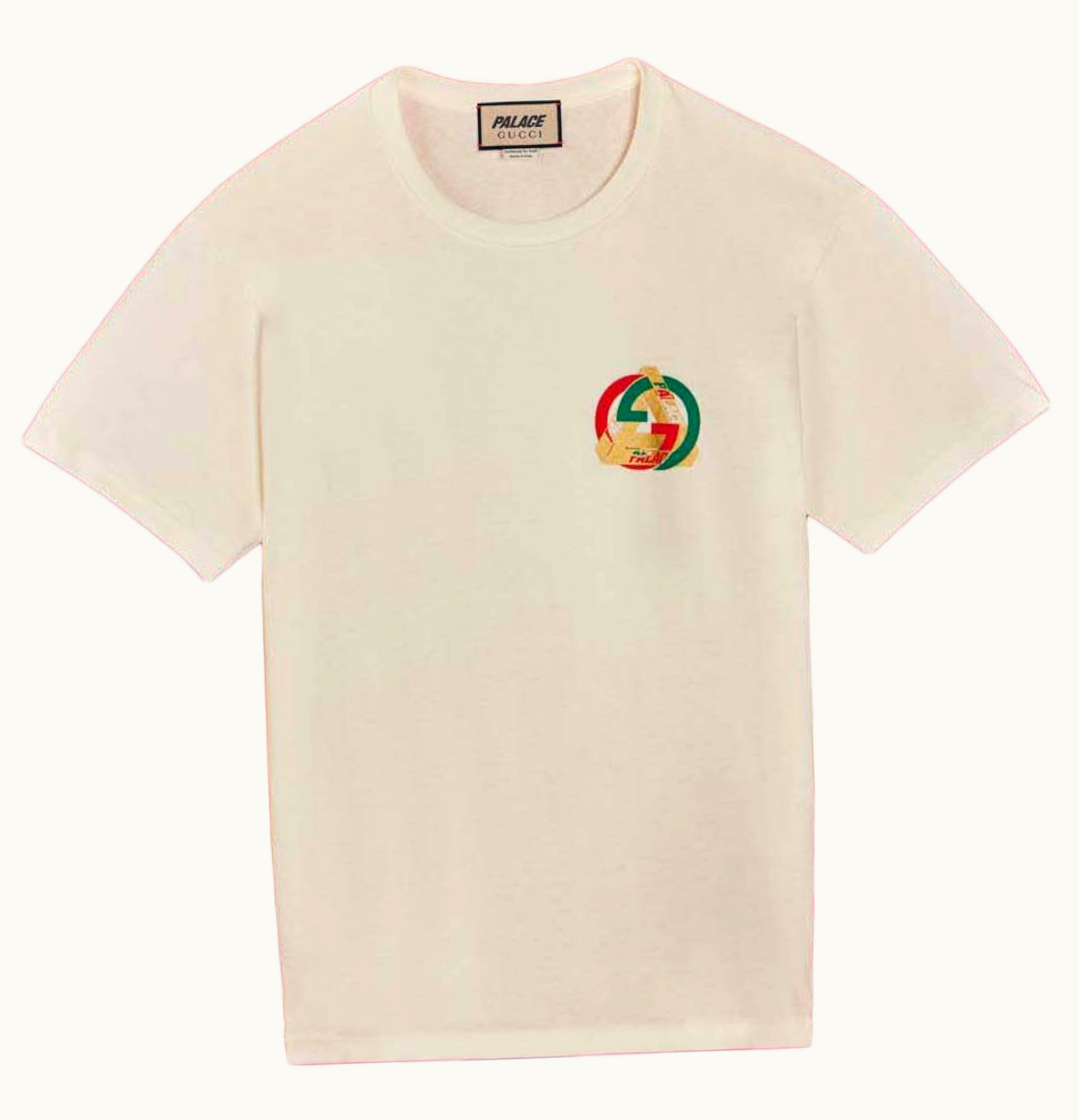 Palace Palace X Gucci Printed Heavy Cotton Jersey T Shirt White