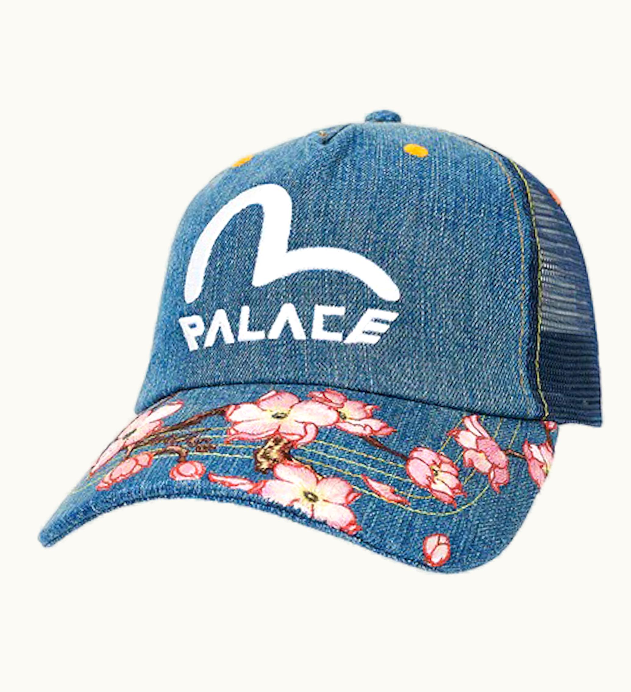 Palace Palace X Evisu Denim Mesh Trucker Cap Stone Wash
