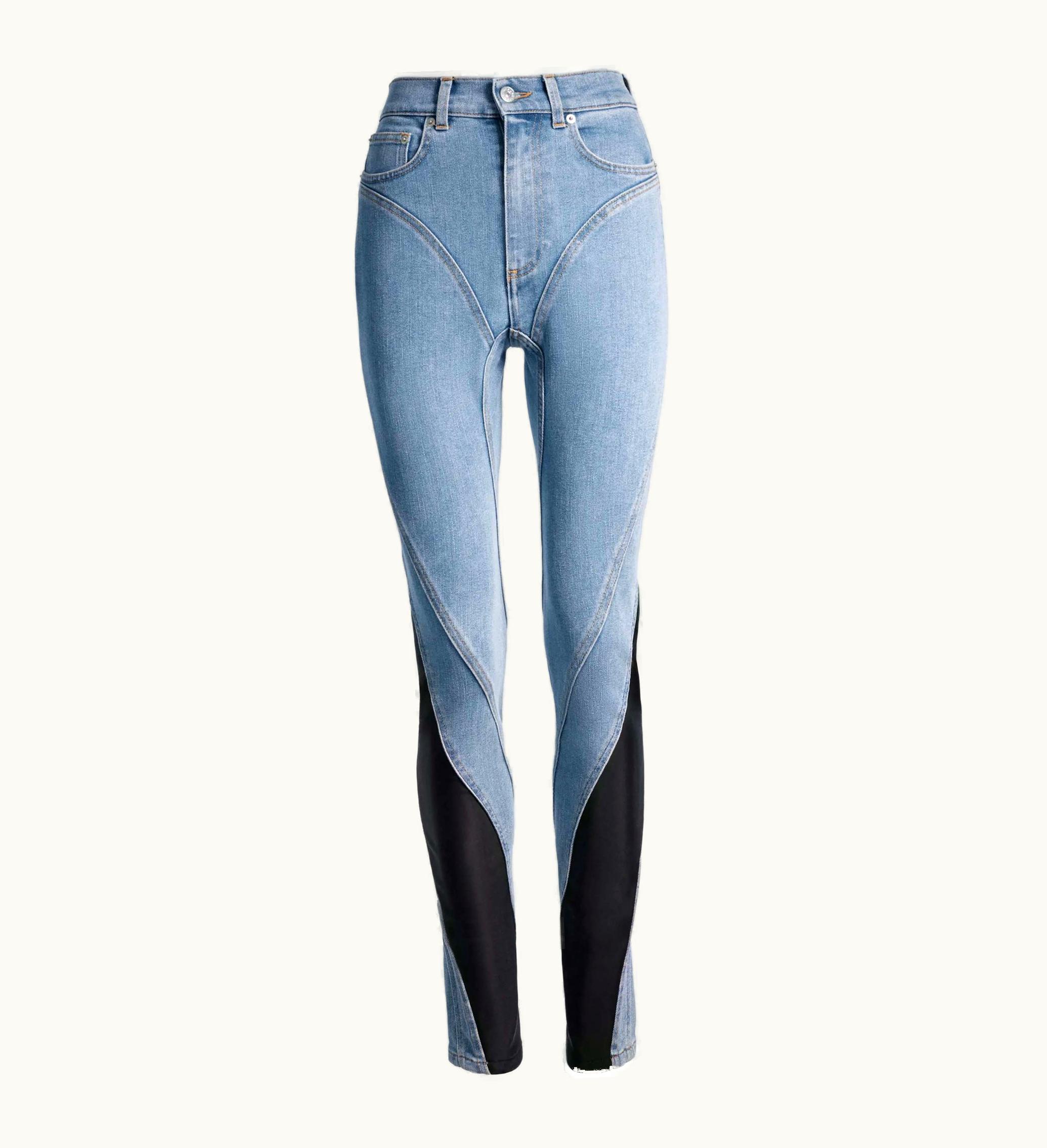 Mugler Mugler HM Spiral Panel Jeans Light Denim Blue Black