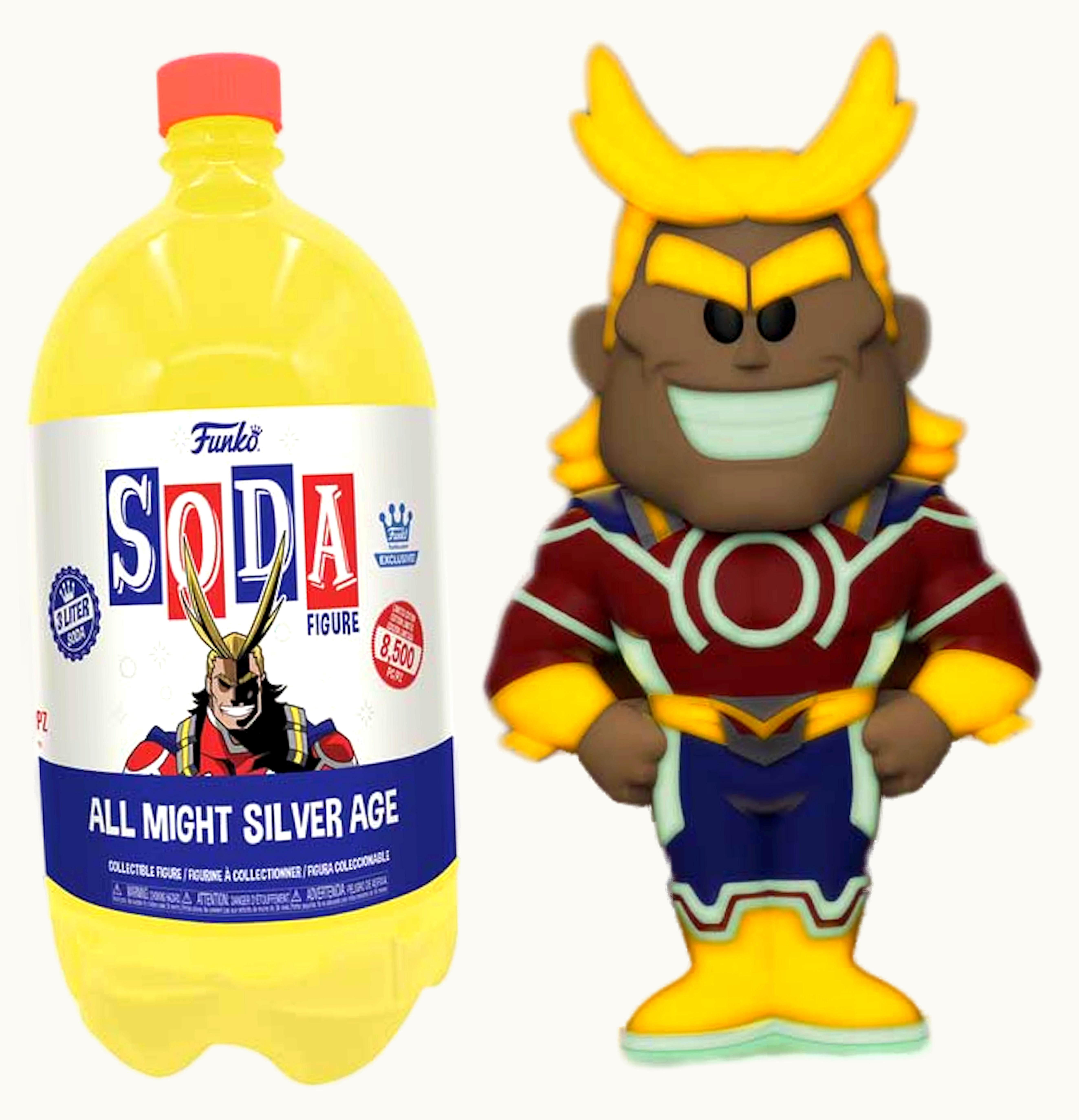 Funko Funko Soda 3 Liter My Hero Academia All Might Silver Age Funko Shop Exclusive Open Bottle Chase Figure