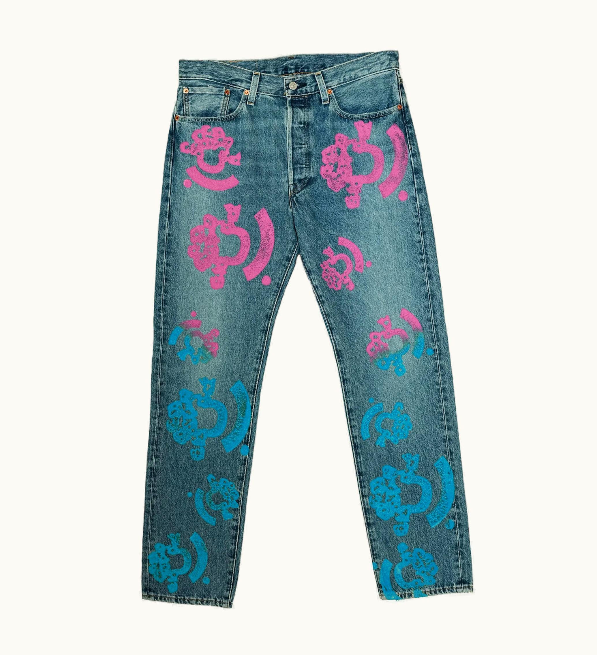 Denim Tears Bstroy Tears 501 Light Wash Jean Pink Blue