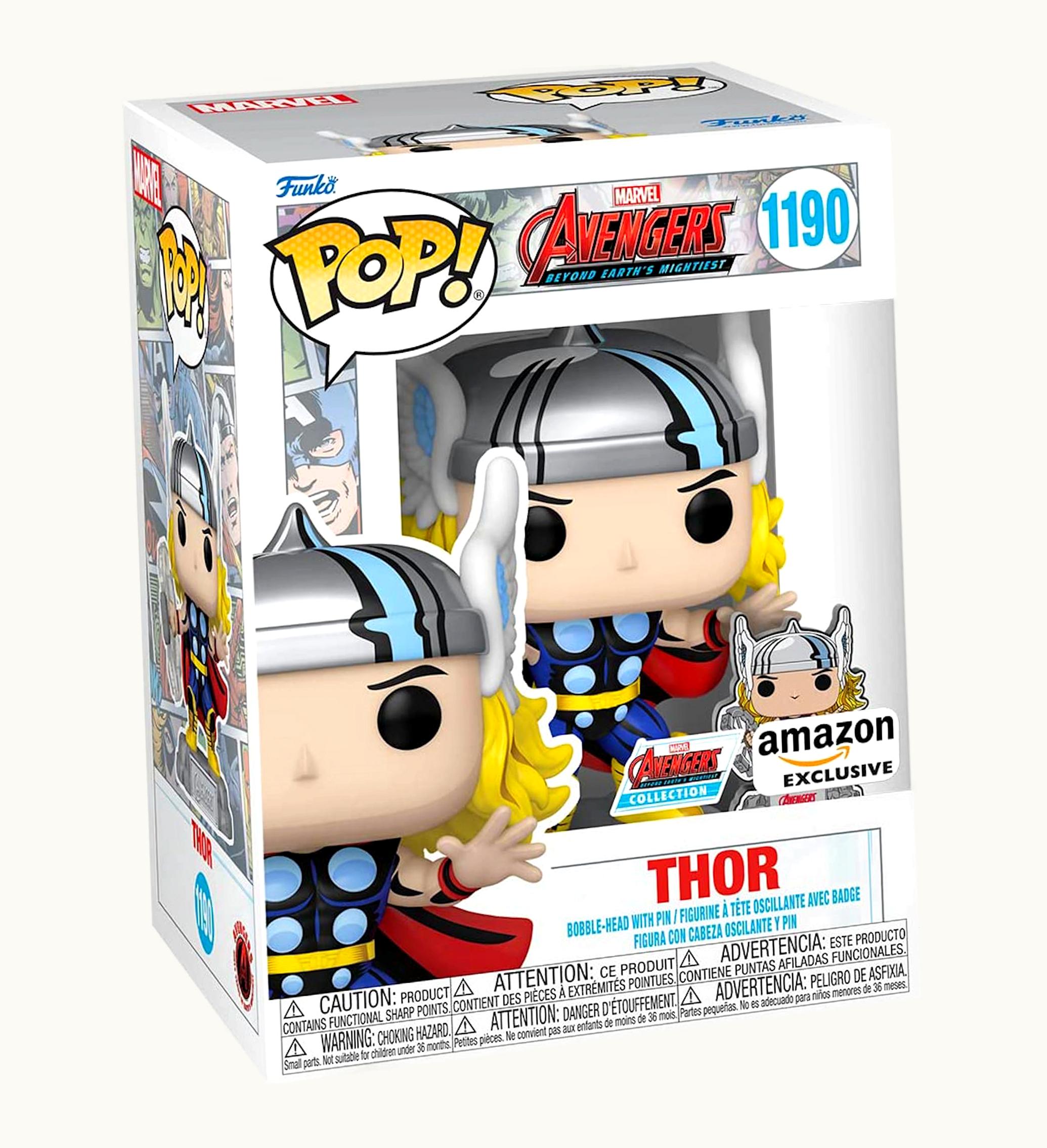 Funko Funko Pop With Pin Marvel Avengers Earths Mightiest Heroes Thor Avengers Collection Amazon Exclusive Figure 1190