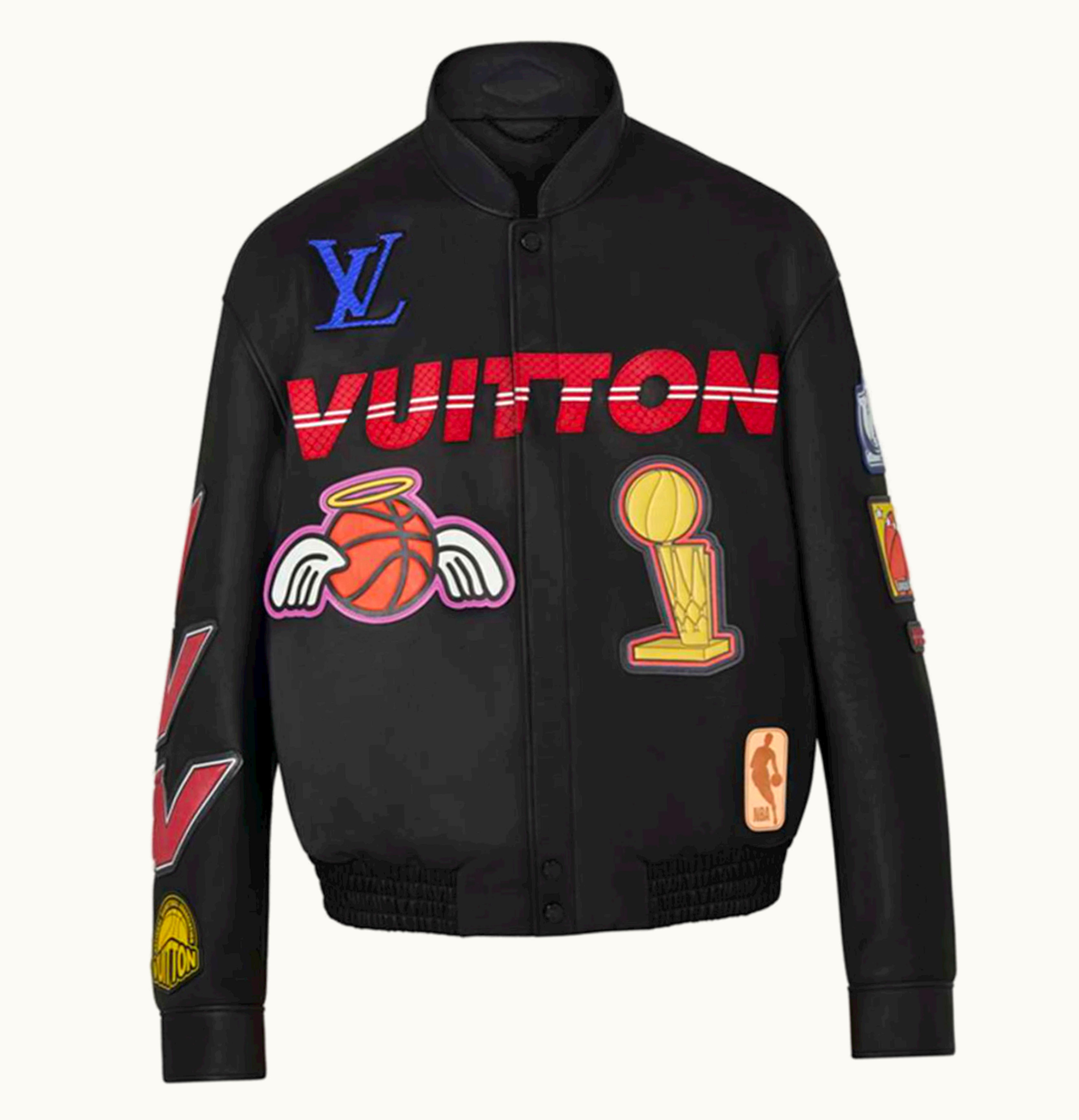 Louis Vuitton Louis Vuitton X NBA Logos Leather Hero Jacket Black