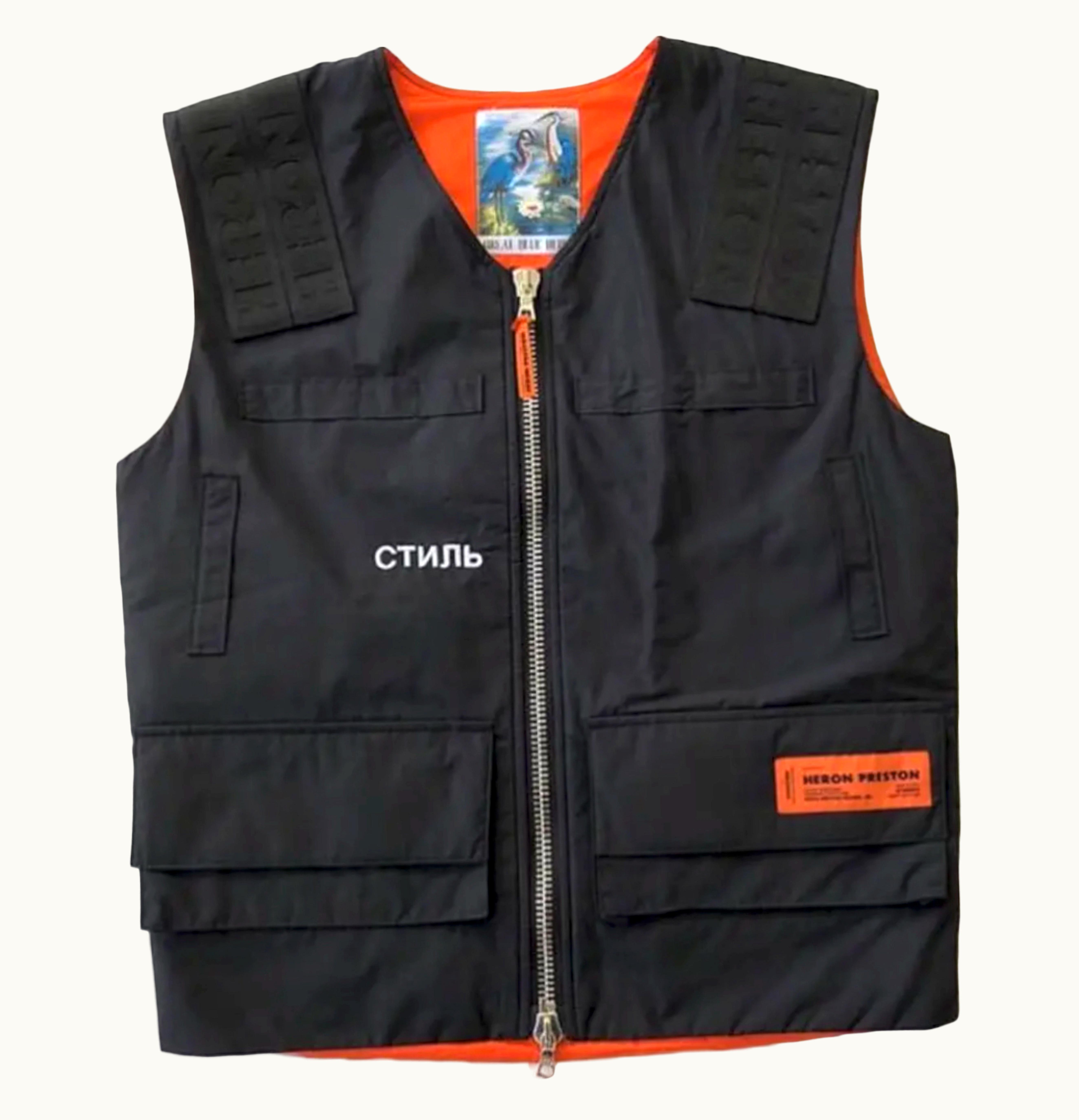 Heron Preston Ctnmb Multipockets Vest Black Orange