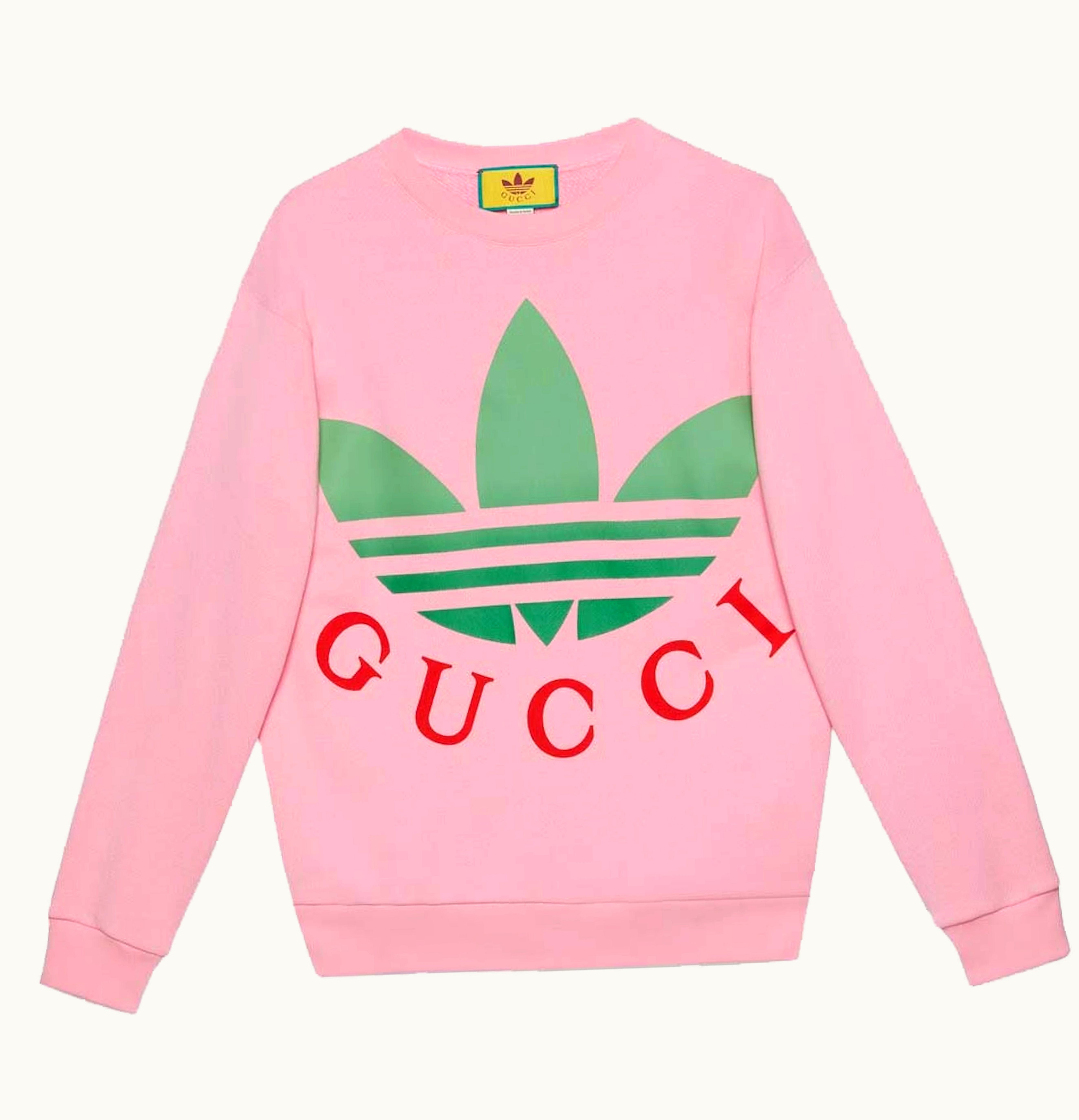 Gucci X Adidas Cotton Jersey Sweatshirt Pink