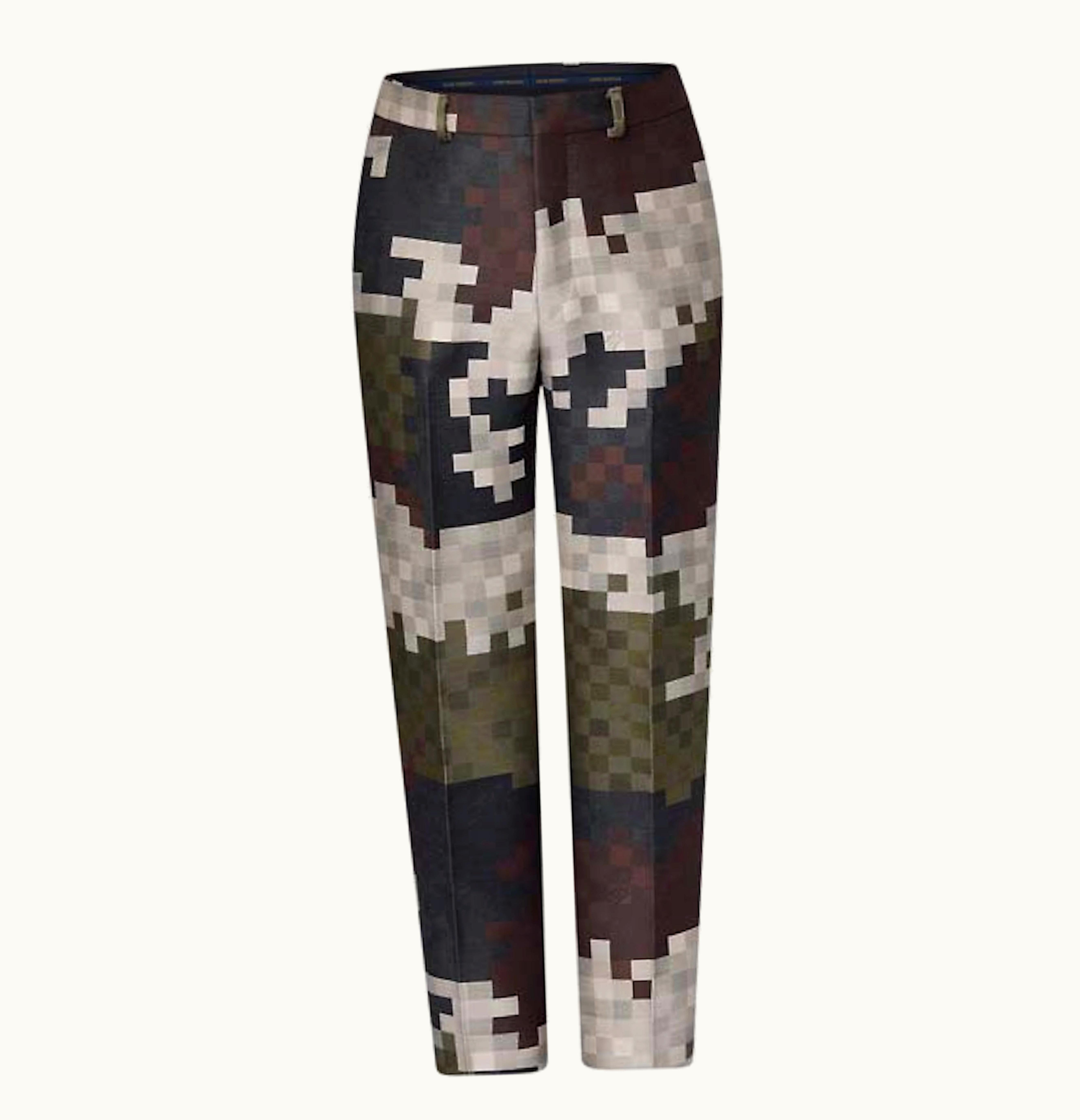 Louis Vuitton Louis Vuitton Tailored Cotton Damier Damoflage Cigarette Pants Green Damoflage Damier