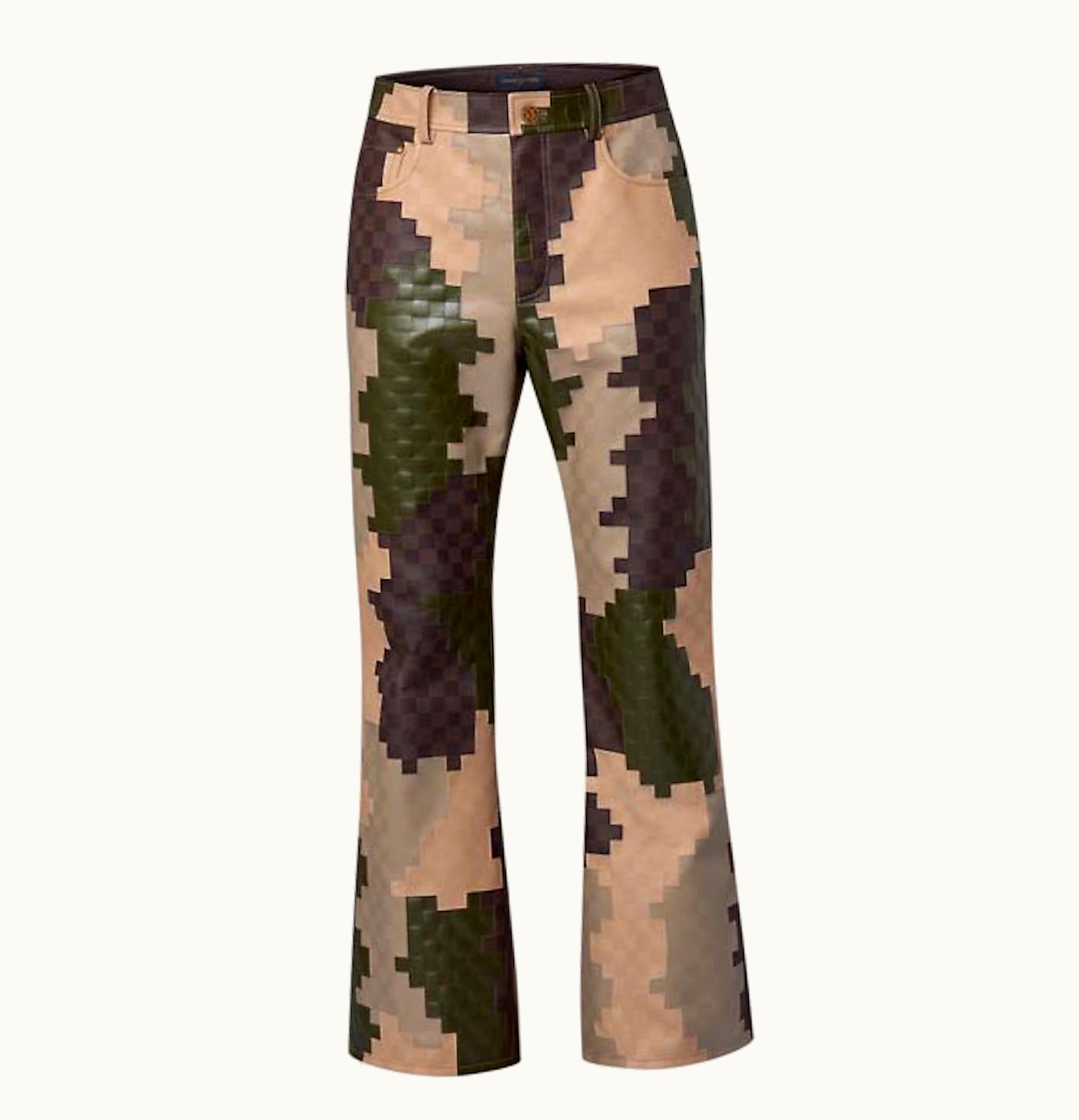 Louis Vuitton Louis Vuitton Leather Damier Damoflage Pants Green Damoflage Damier