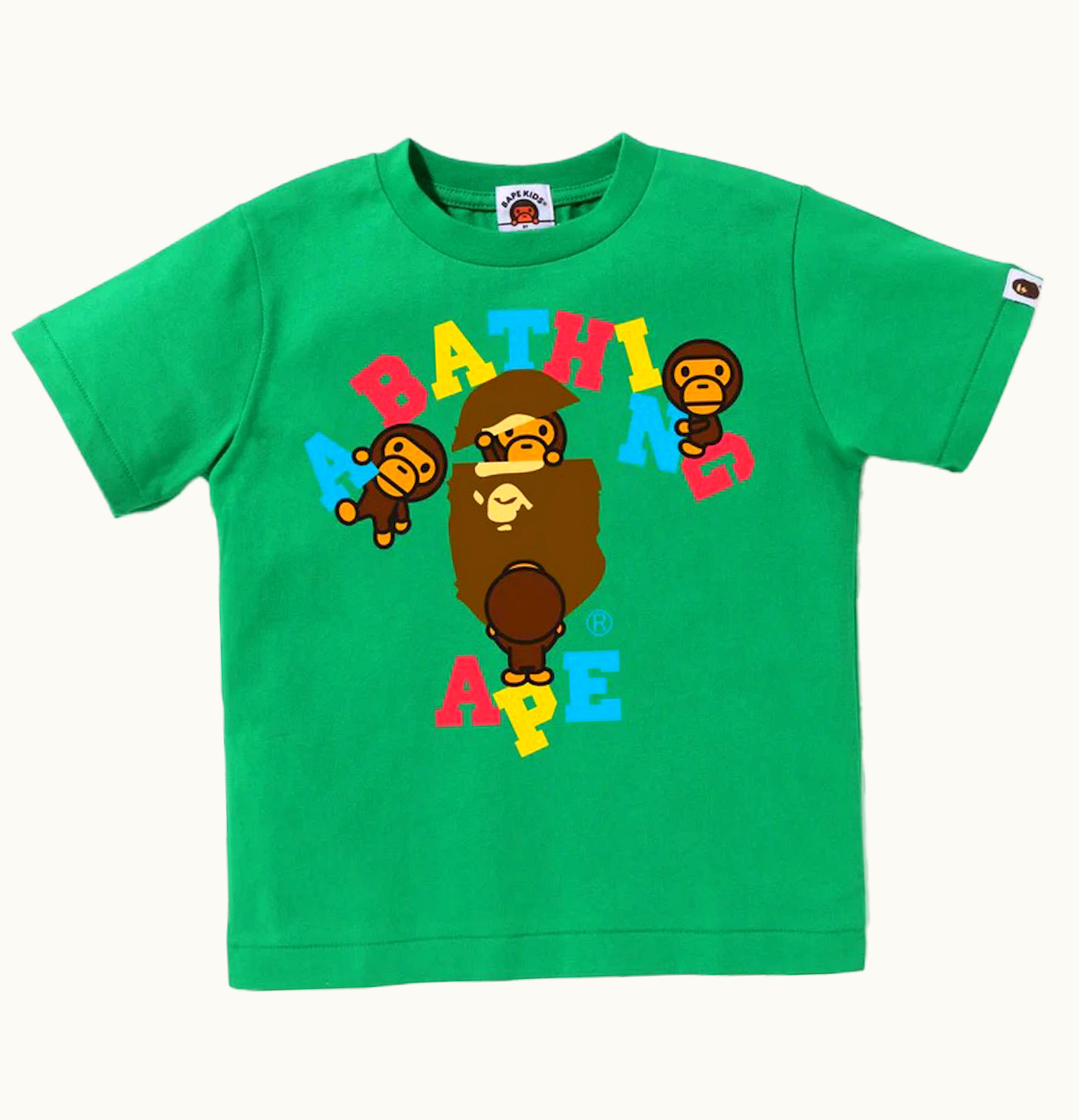 BAPE BAPE Kids Colors College Milo Tee Green