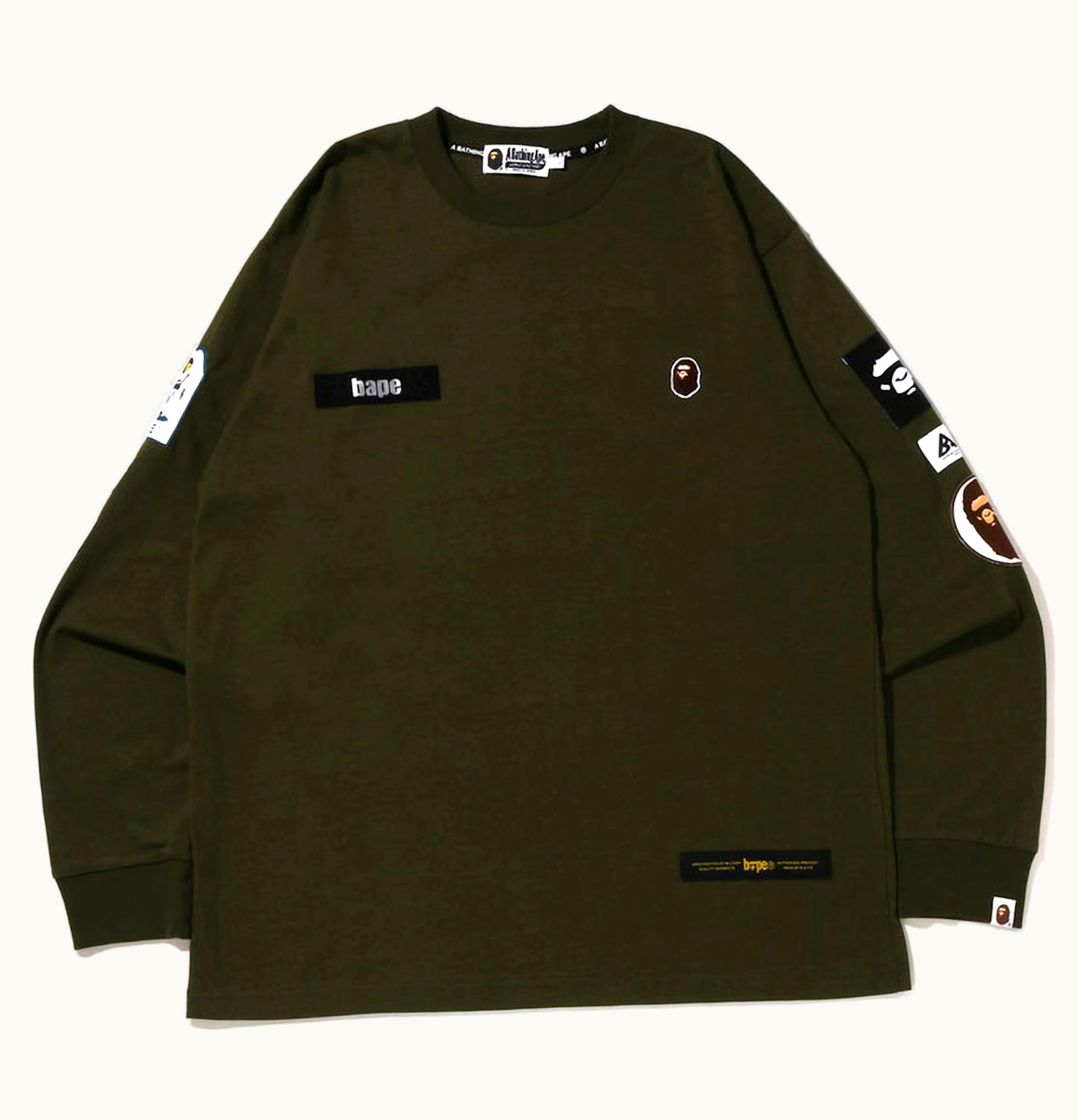 BAPE BAPE Multi Label Relaxed Fit L S Tee Green