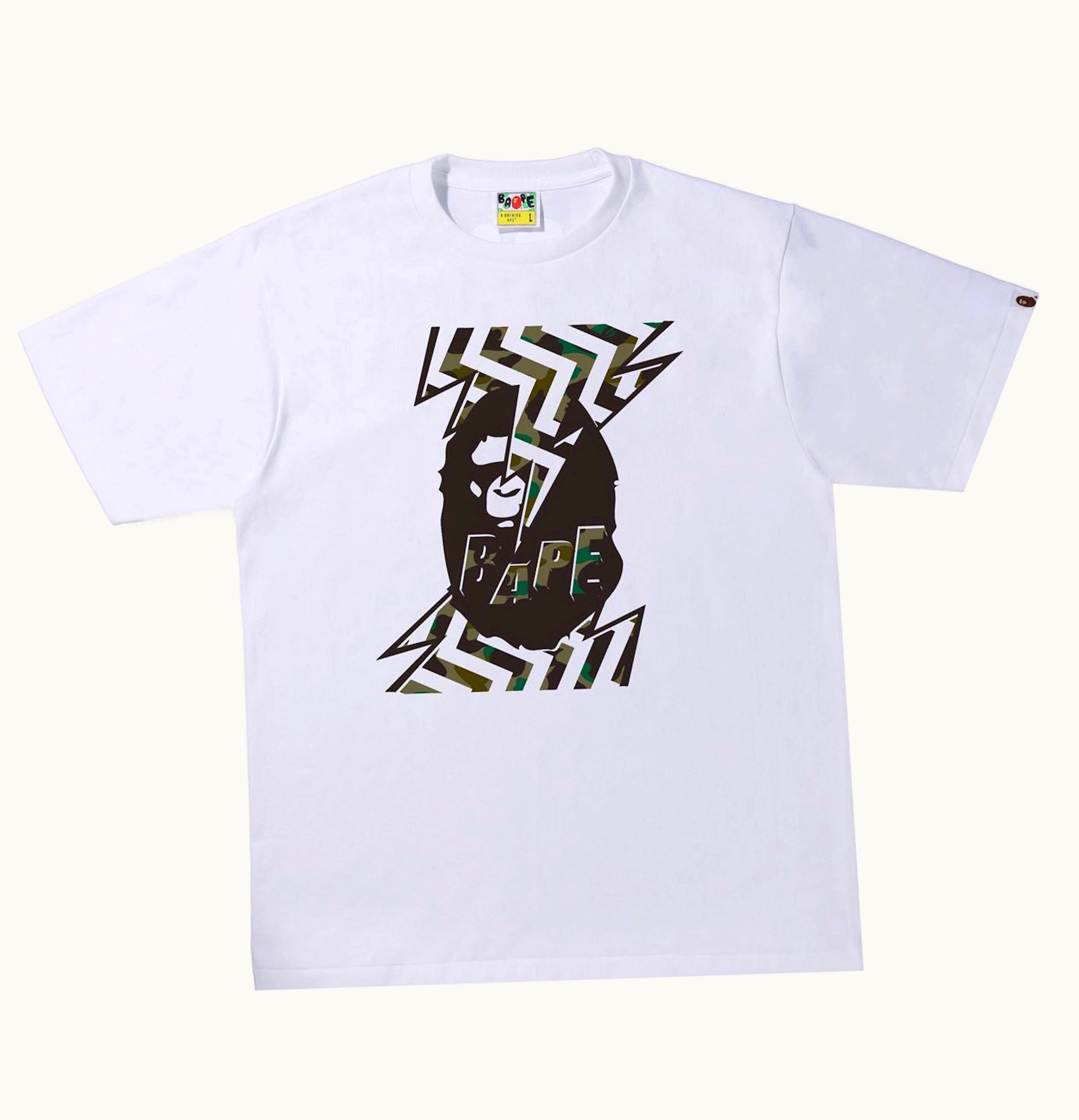 BAPE BAPE 1st Camo Lightning Ape Head Tee SS22 White Green