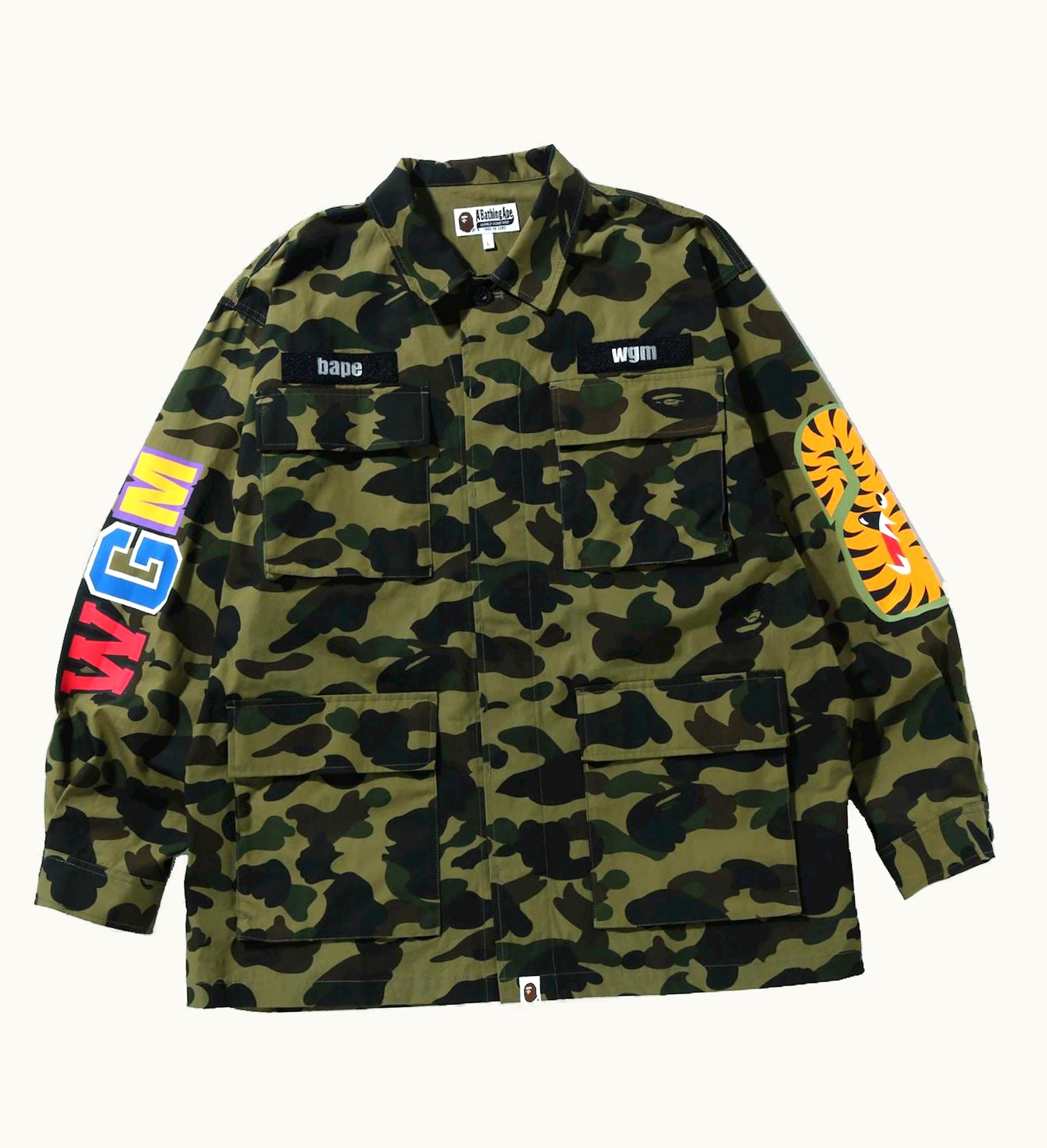 BAPE BAPE 1st Camo Shark Relaxed Fit Military Shirt Green