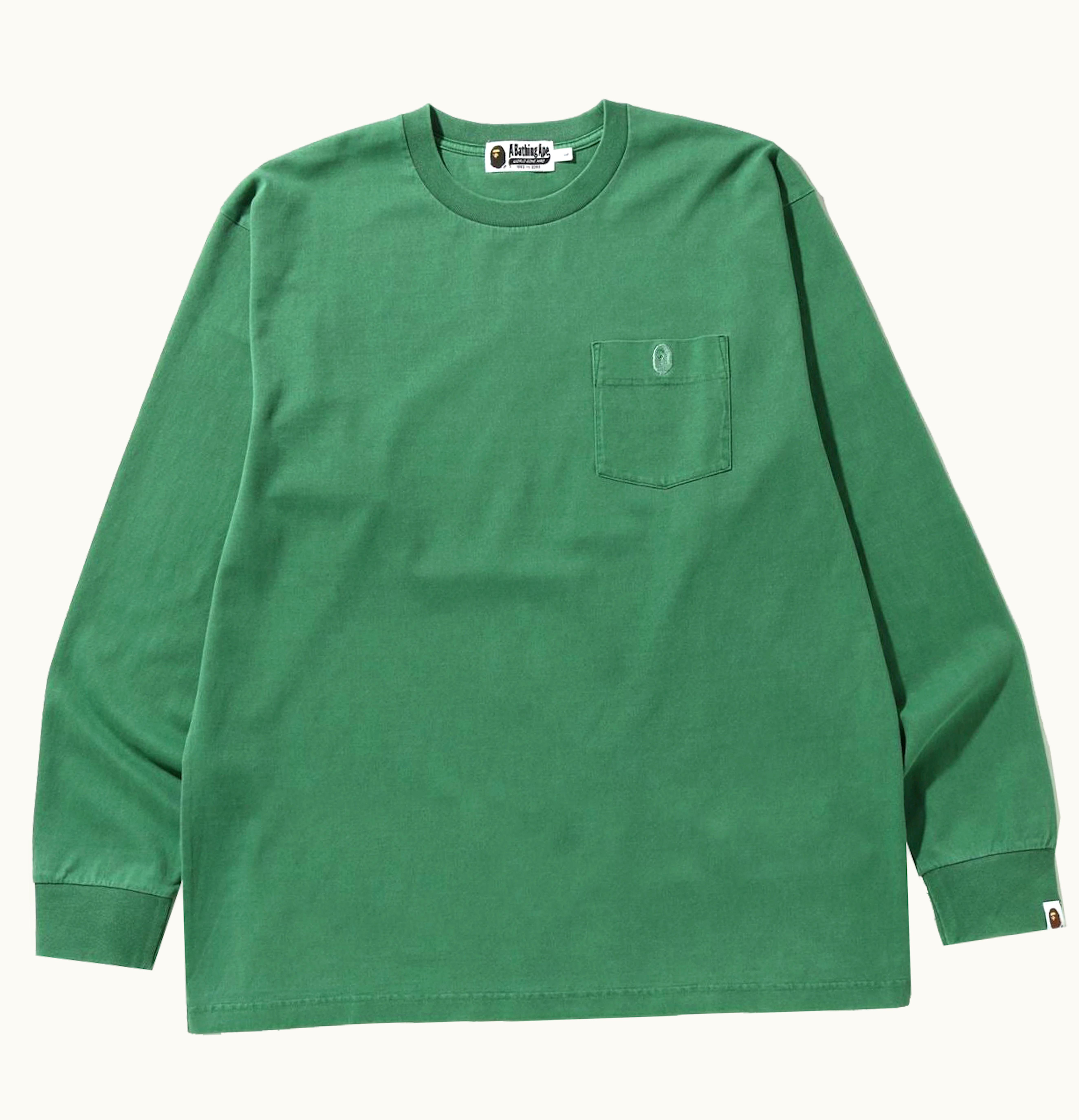 BAPE BAPE Overdye One Point Pocket Relaxed Fit L S Tee Green