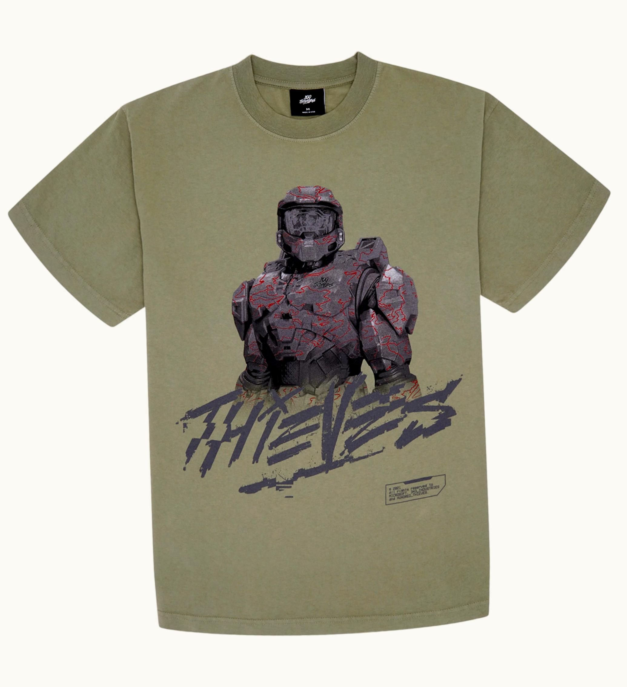 DropX™ Exclusive: Dropx™ Exclusive: Dropx Exclusive 100 Thieves X Halo Master Thieves T Shirt Washed Military Green
