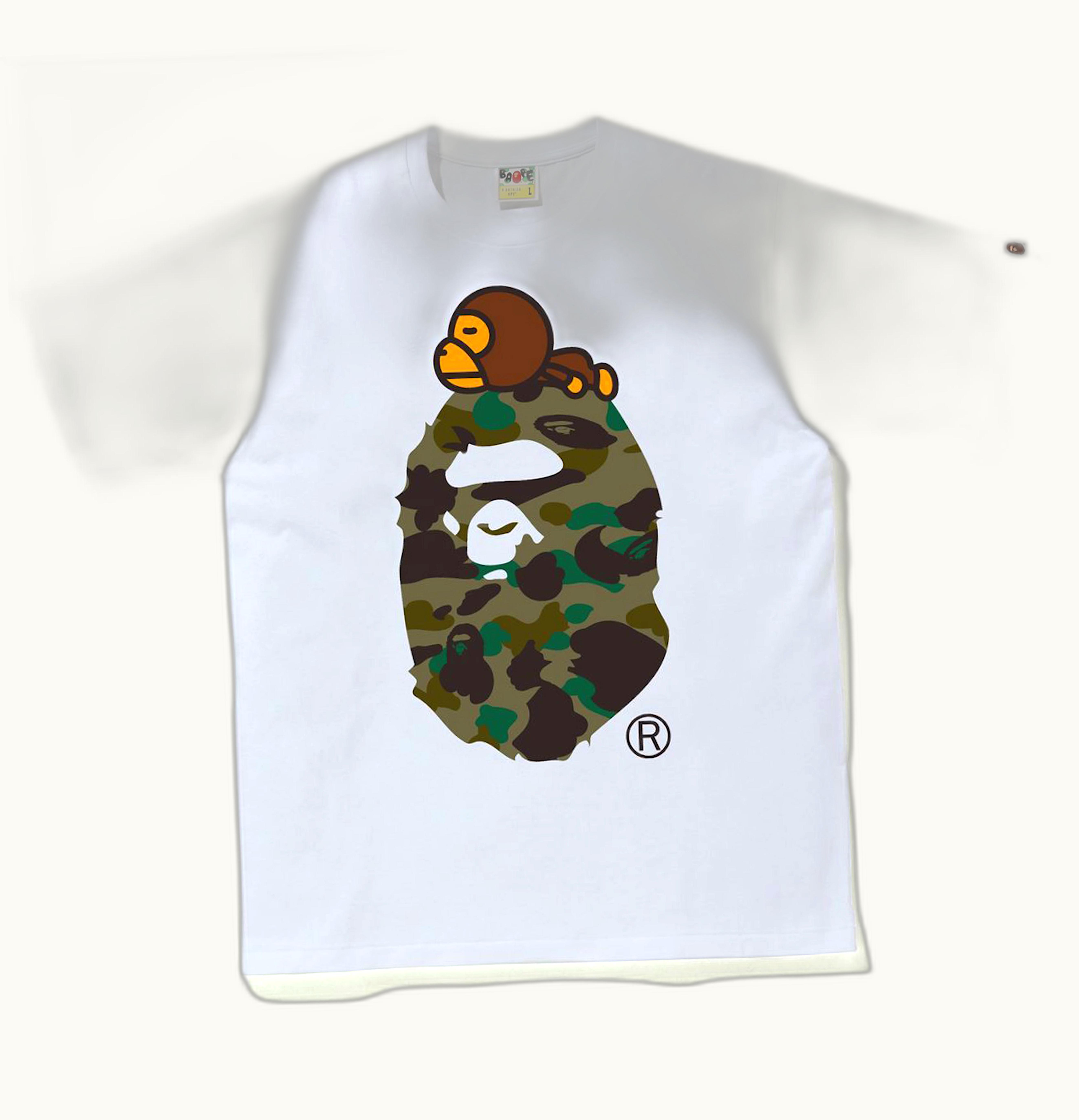 BAPE BAPE 1st Camo Milo On Big Ape Tee White Green FW21