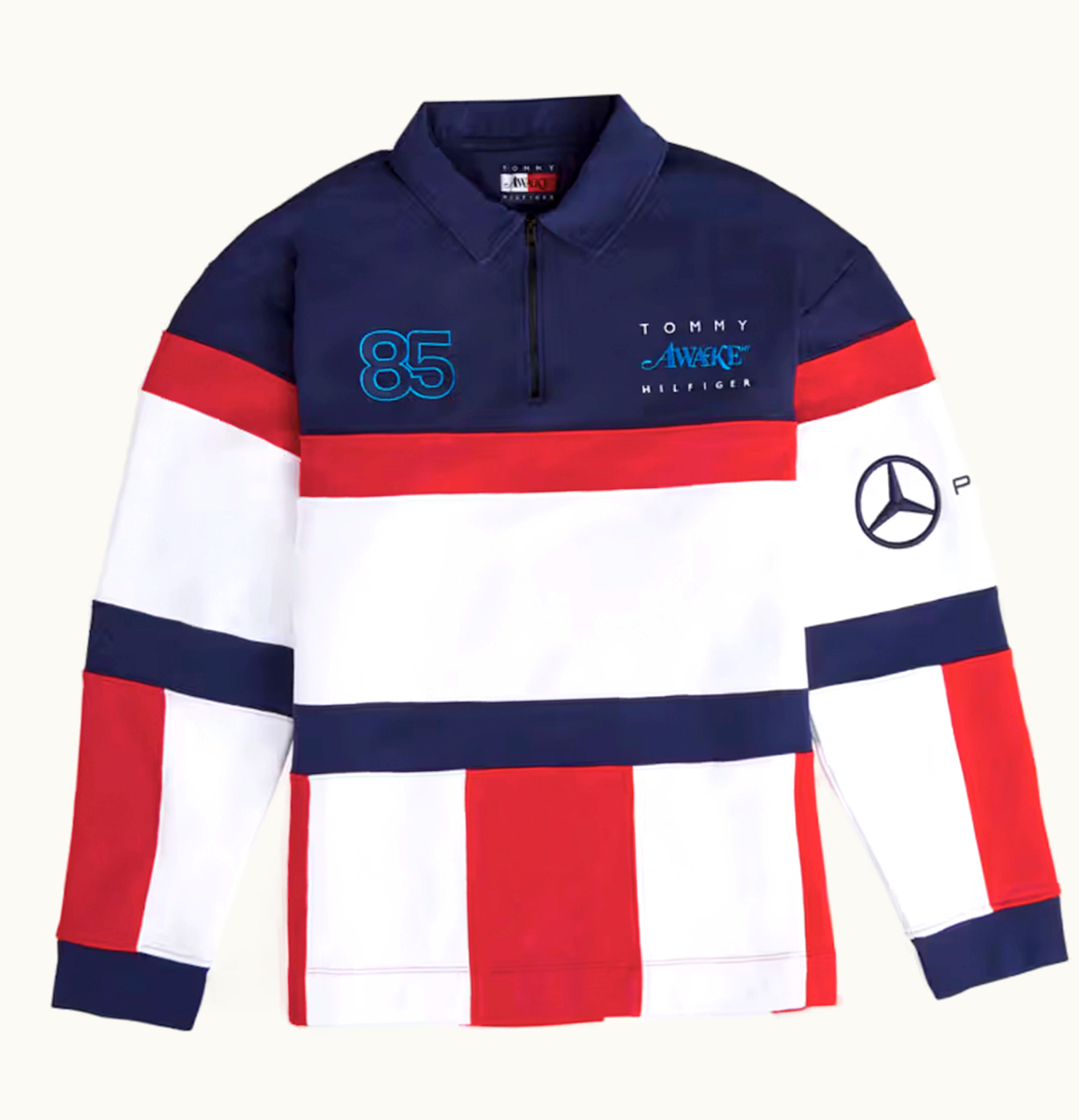 Awake X Tommy X Mercedes Amg F1 Rugby Shirt Navy Red