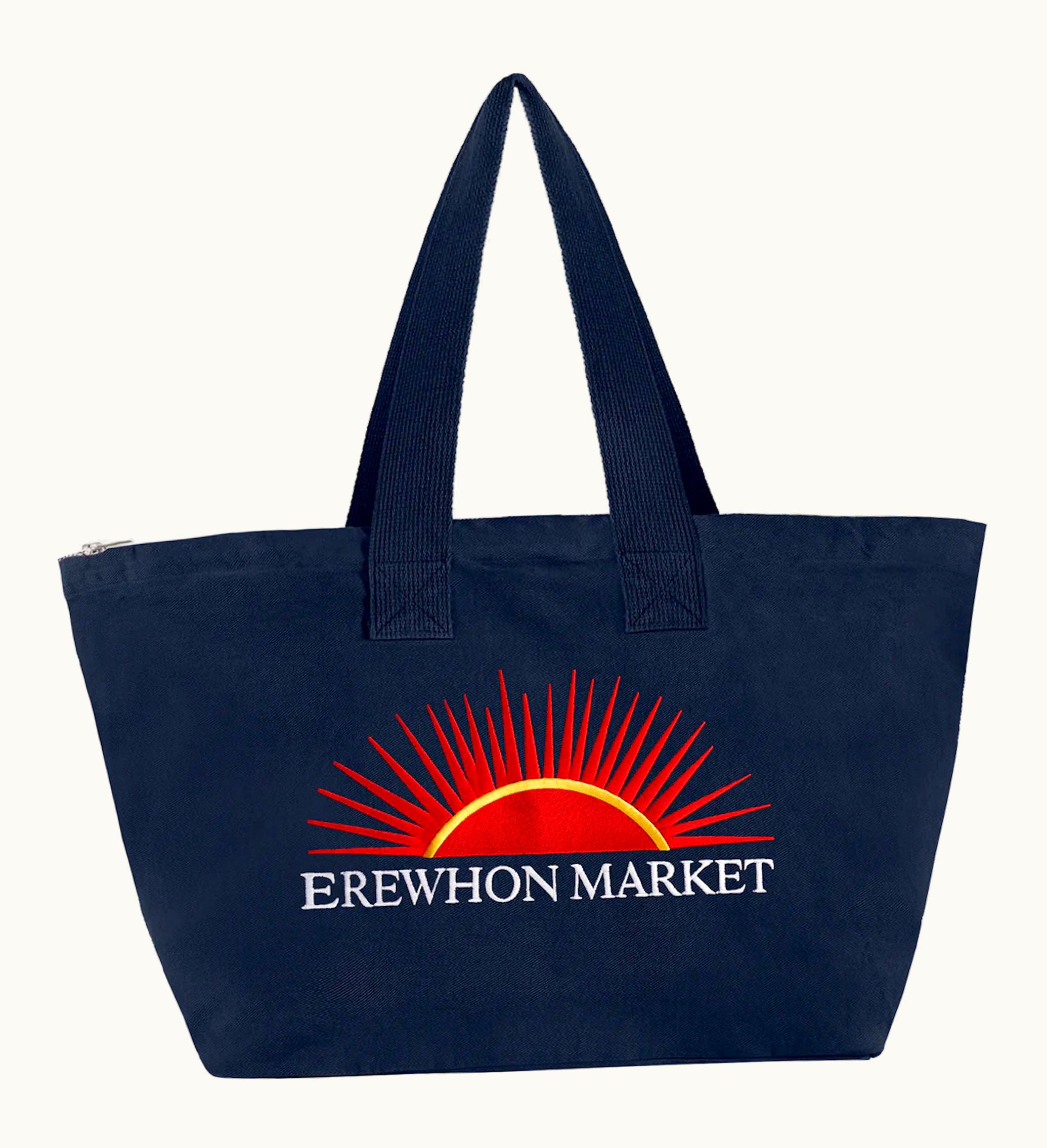 Cactus Plant Flea Market Embroidered Erewhon Market Zipper Tote Navy