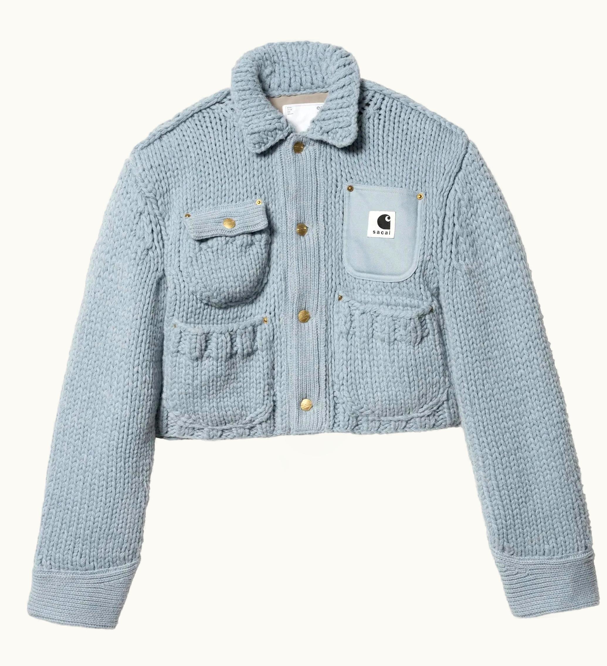 Sacai Sacai X Carhartt WIP Womens Knit Michigan Jacket Light Blue