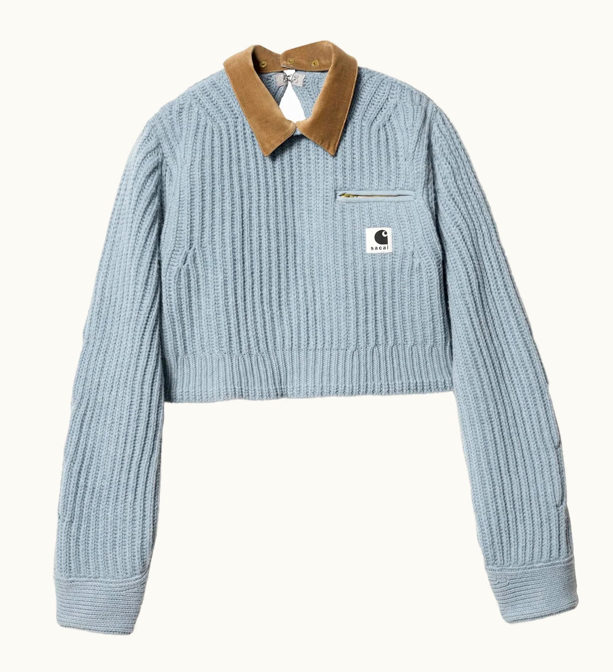 Sacai Sacai X Carhartt WIP Womens Knit Detroit Pullover Light Blue