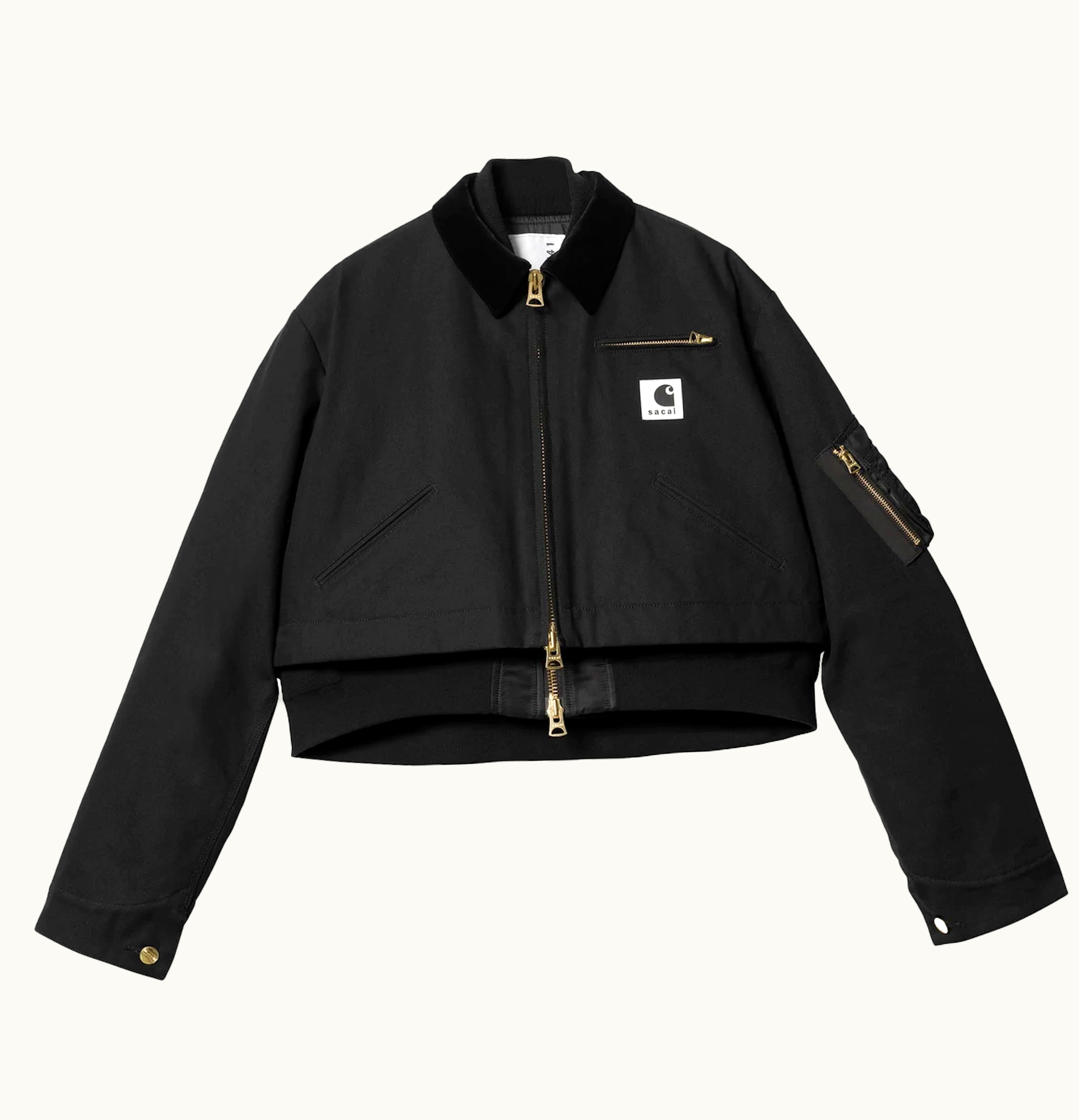 Sacai Sacai X Carhartt WIP Womens Canvas Ma 1 Detroit Jacket Black