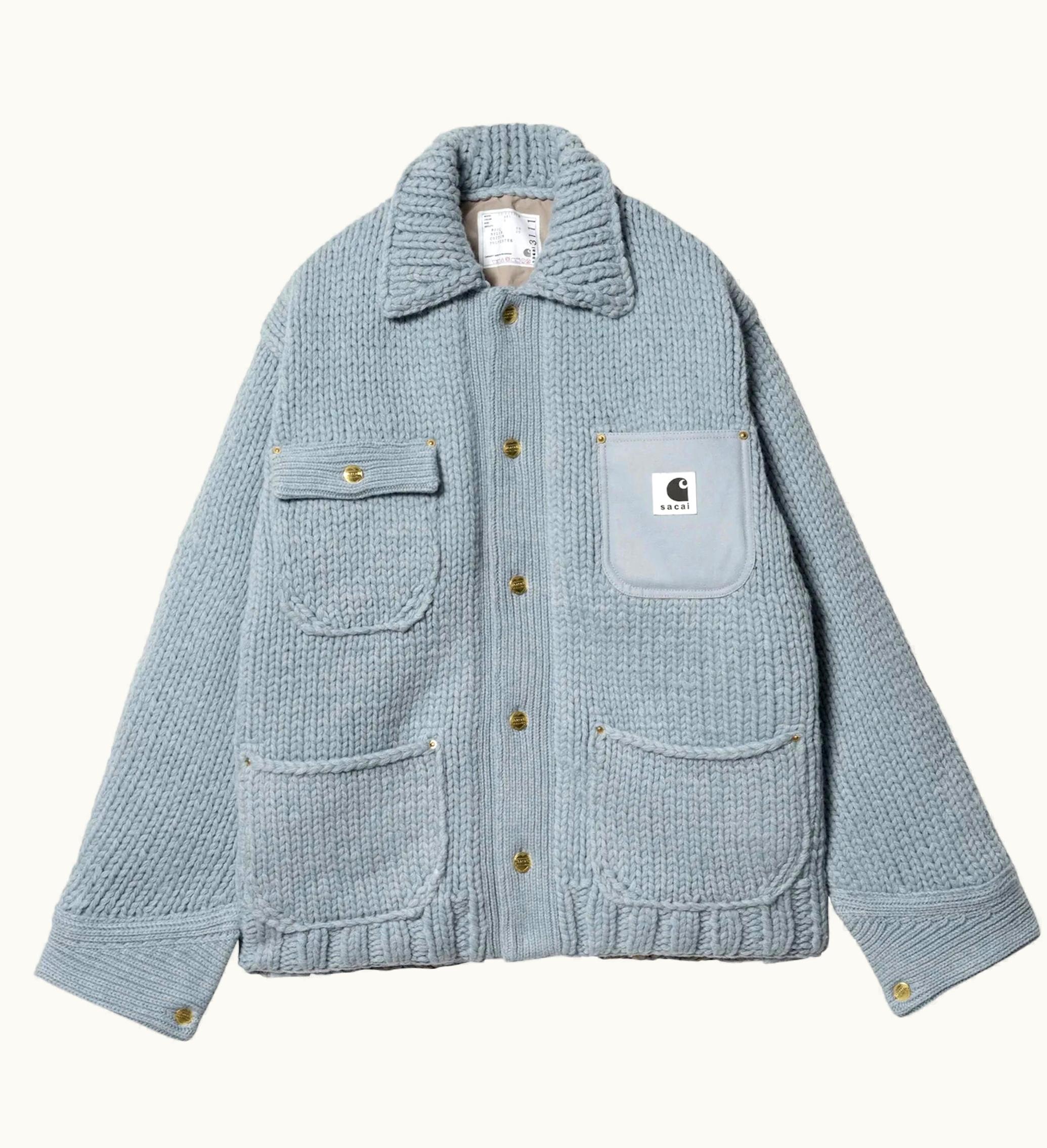 Sacai Sacai X Carhartt WIP Knit Michigan Jacket Light Blue