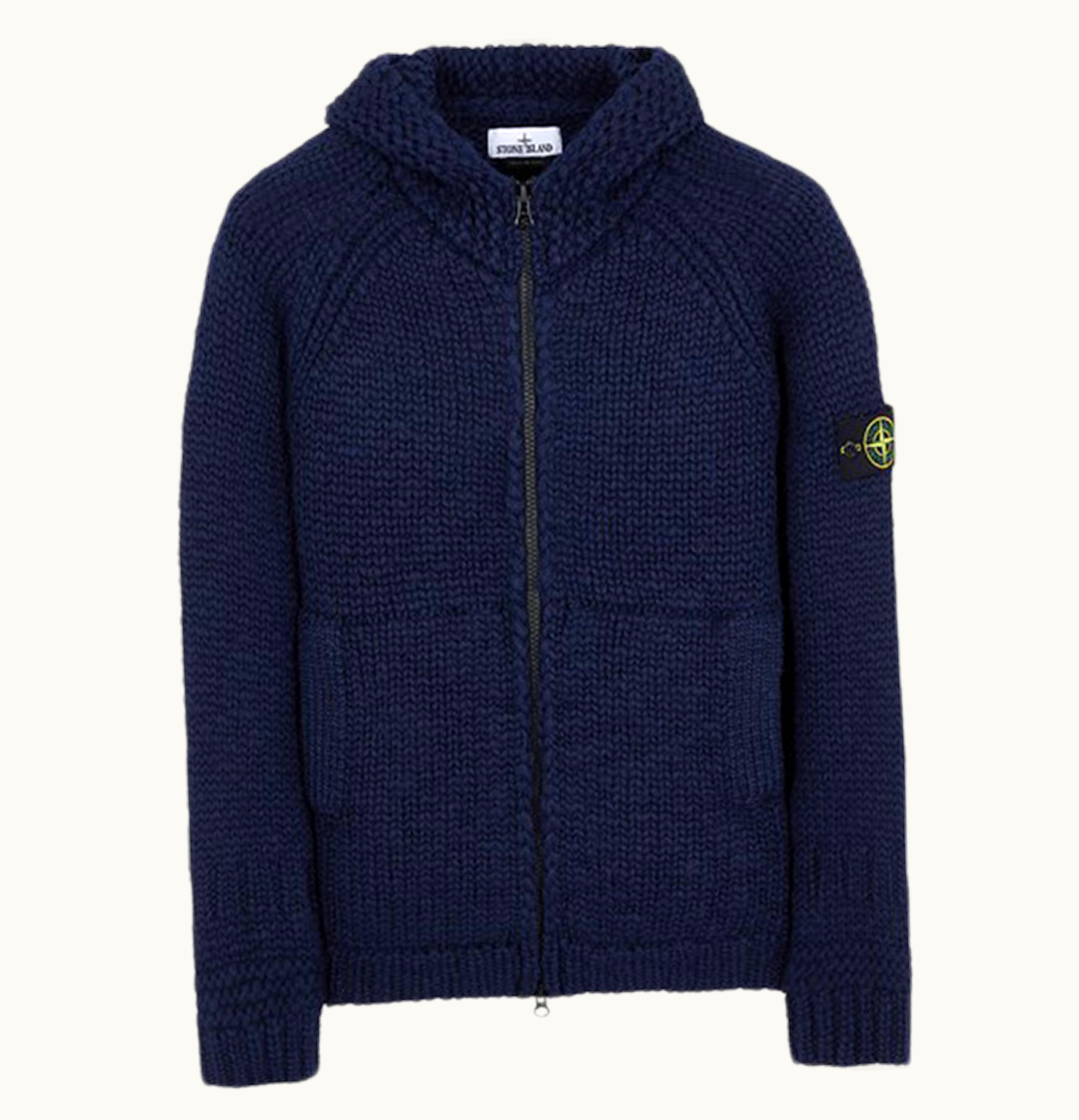 Stone Island Stone Island 544d4 Handmade Feel Knitted Hooded Sweater Blue