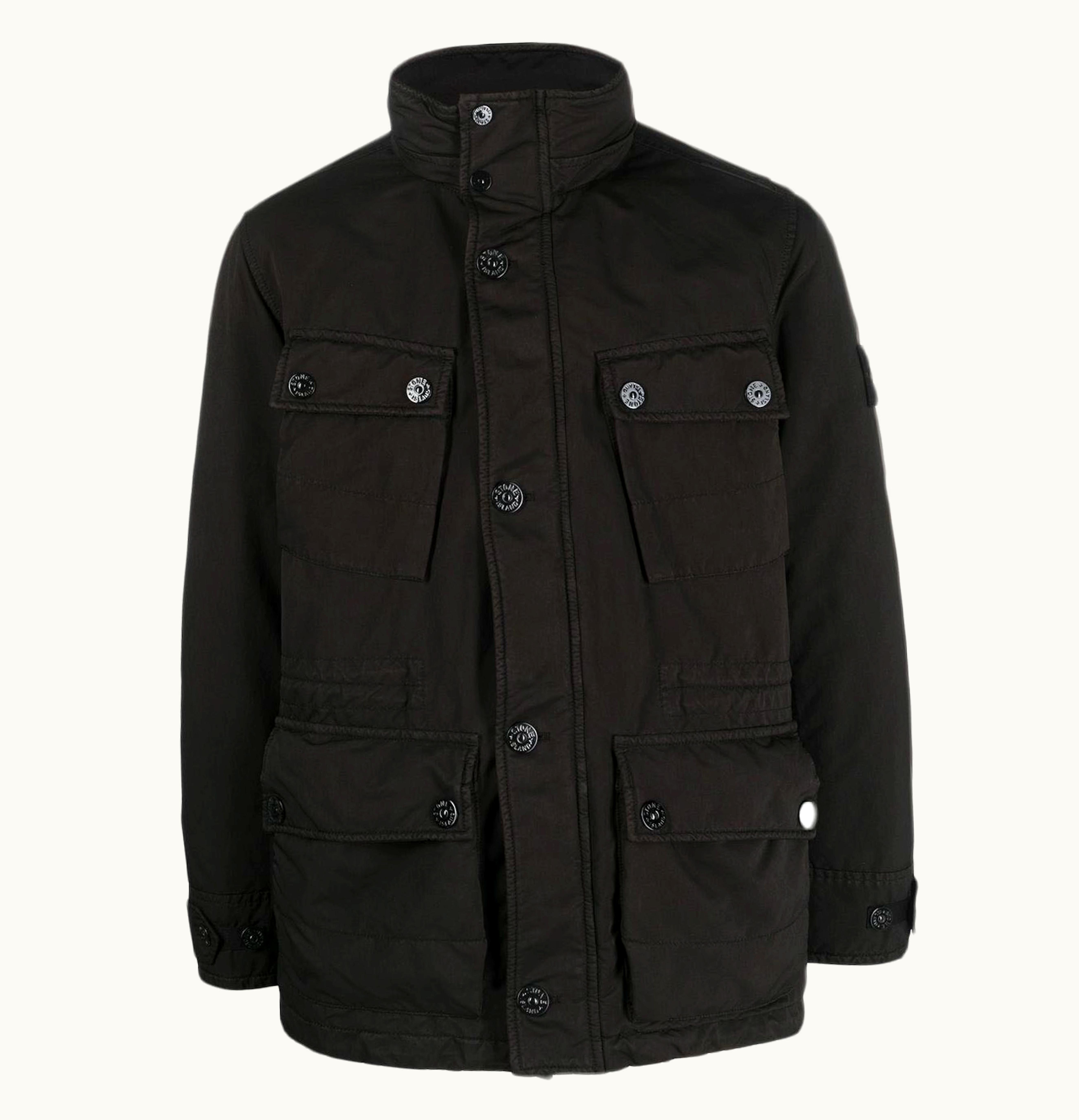 Stone Island Stone Island Logo Patch Funnel Neck Coat Jet Black
