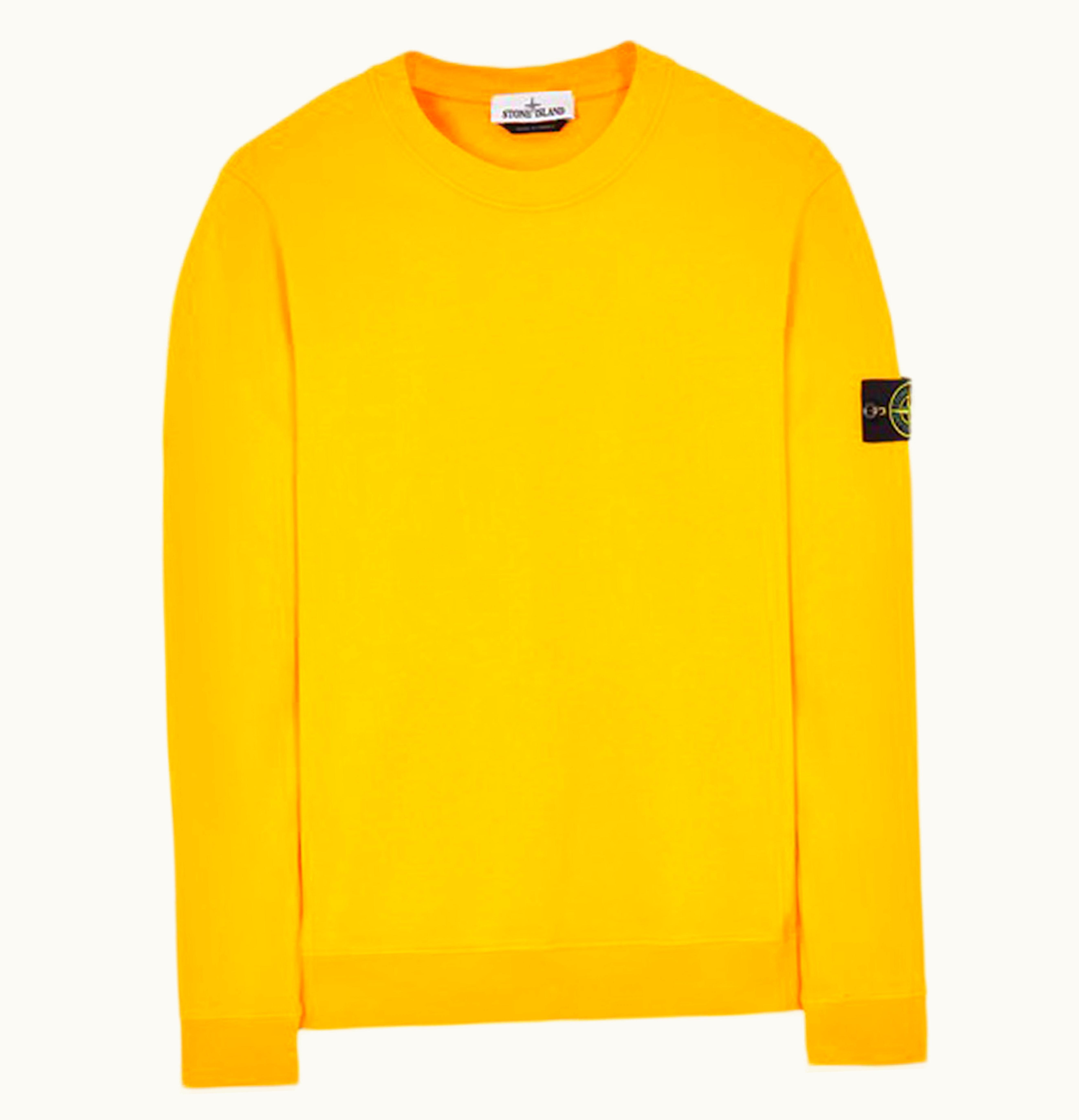 Stone Island Stone Island 63020 Brushed Cotton Fleece Crewneck Sweater Yellow