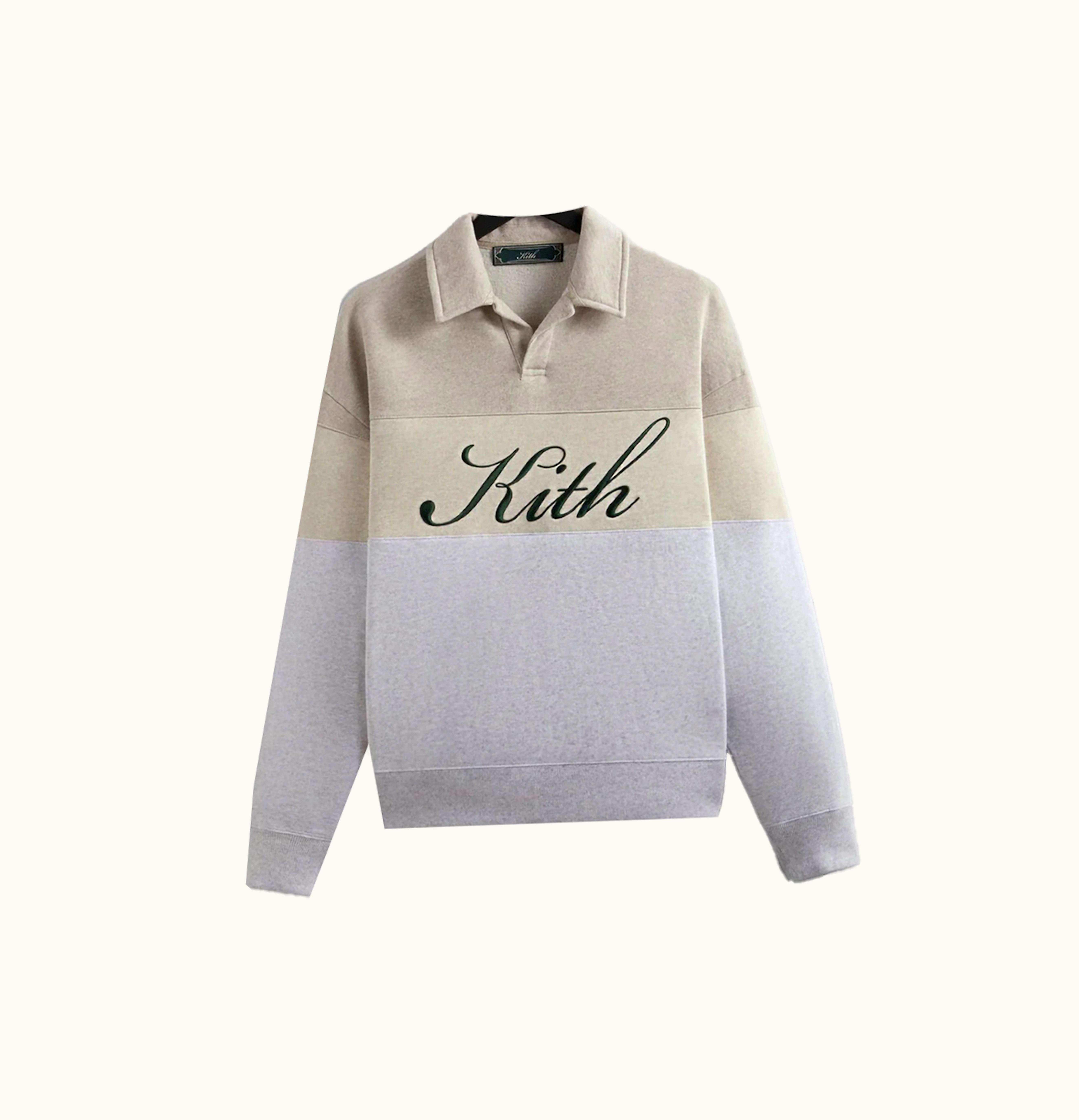 Kith Kith Color Blocked Nelson Collared Pullover Light Heather Grey