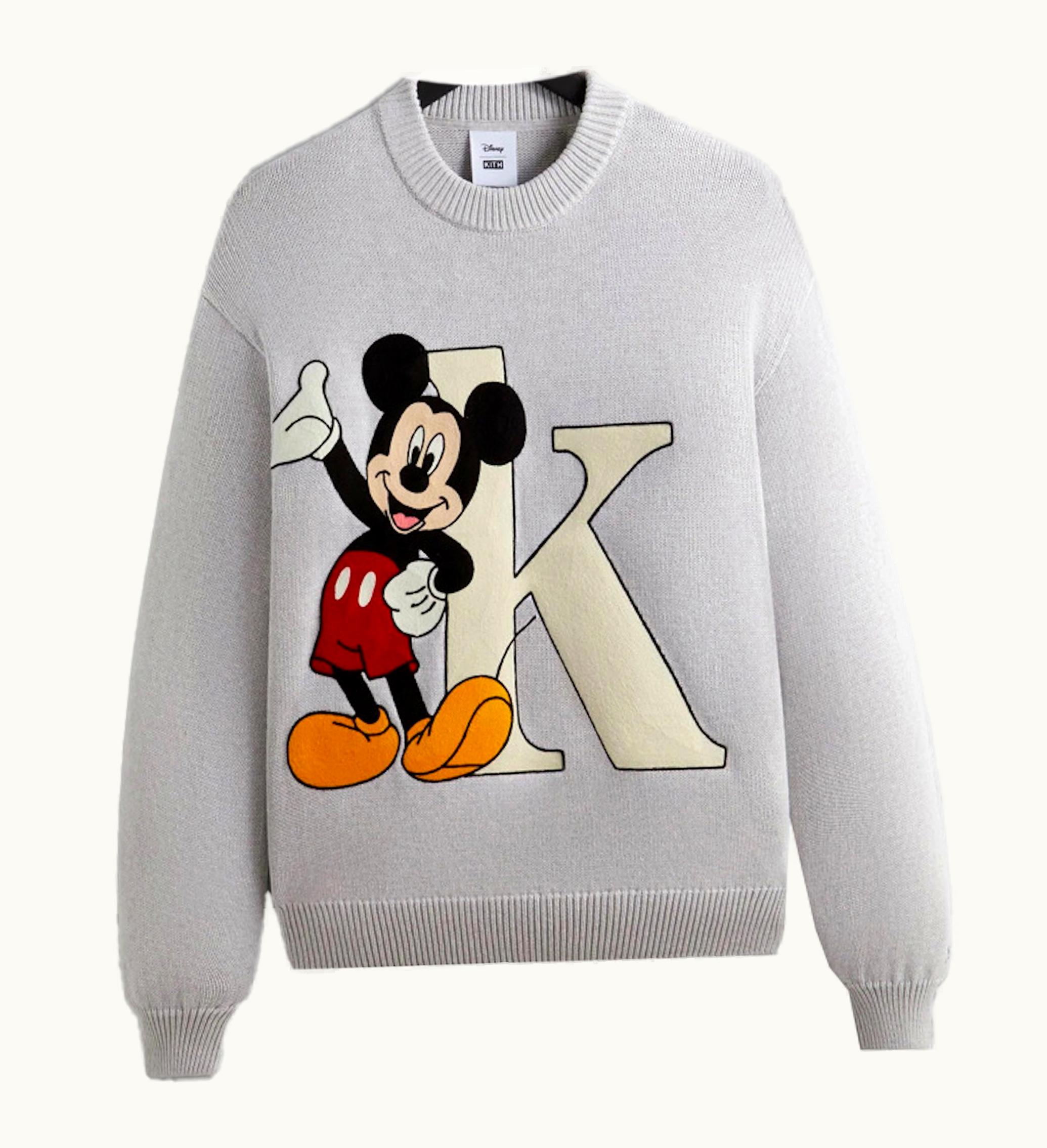 Kith Kith X Disney Mickey Friends Mickey K Crewneck Sweater Light Heather Grey Ph