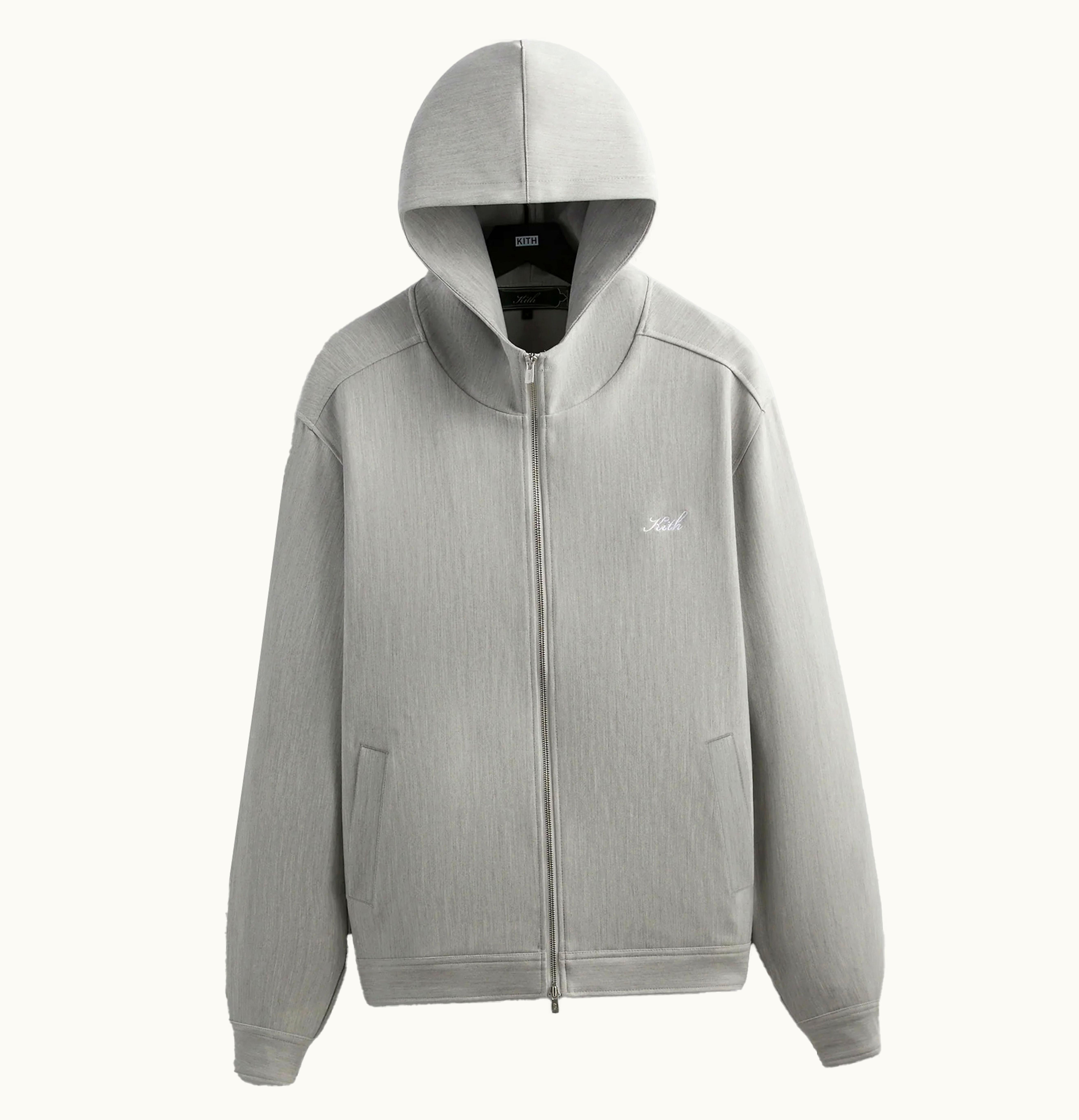 Kith Kith Double Weave Selfridge Zip Up Hoodie Light Heather Grey