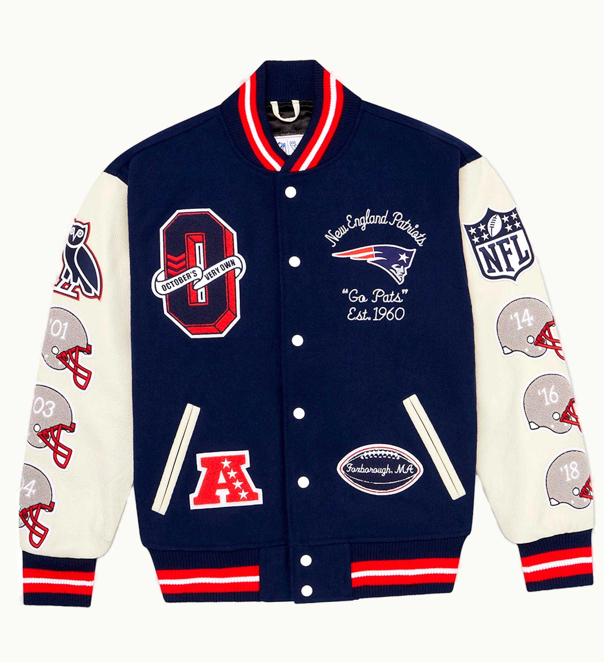 OVO OVO X NFL New England Patriots Varsity Jacket Blue