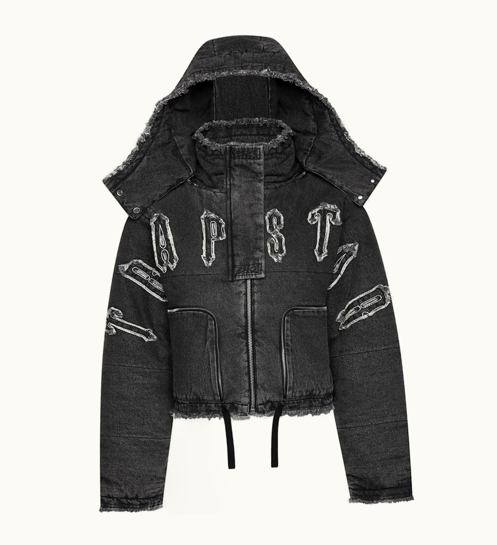 Trapstar Womens Reworked Arch Oversized Puffer Jacket Denim Look