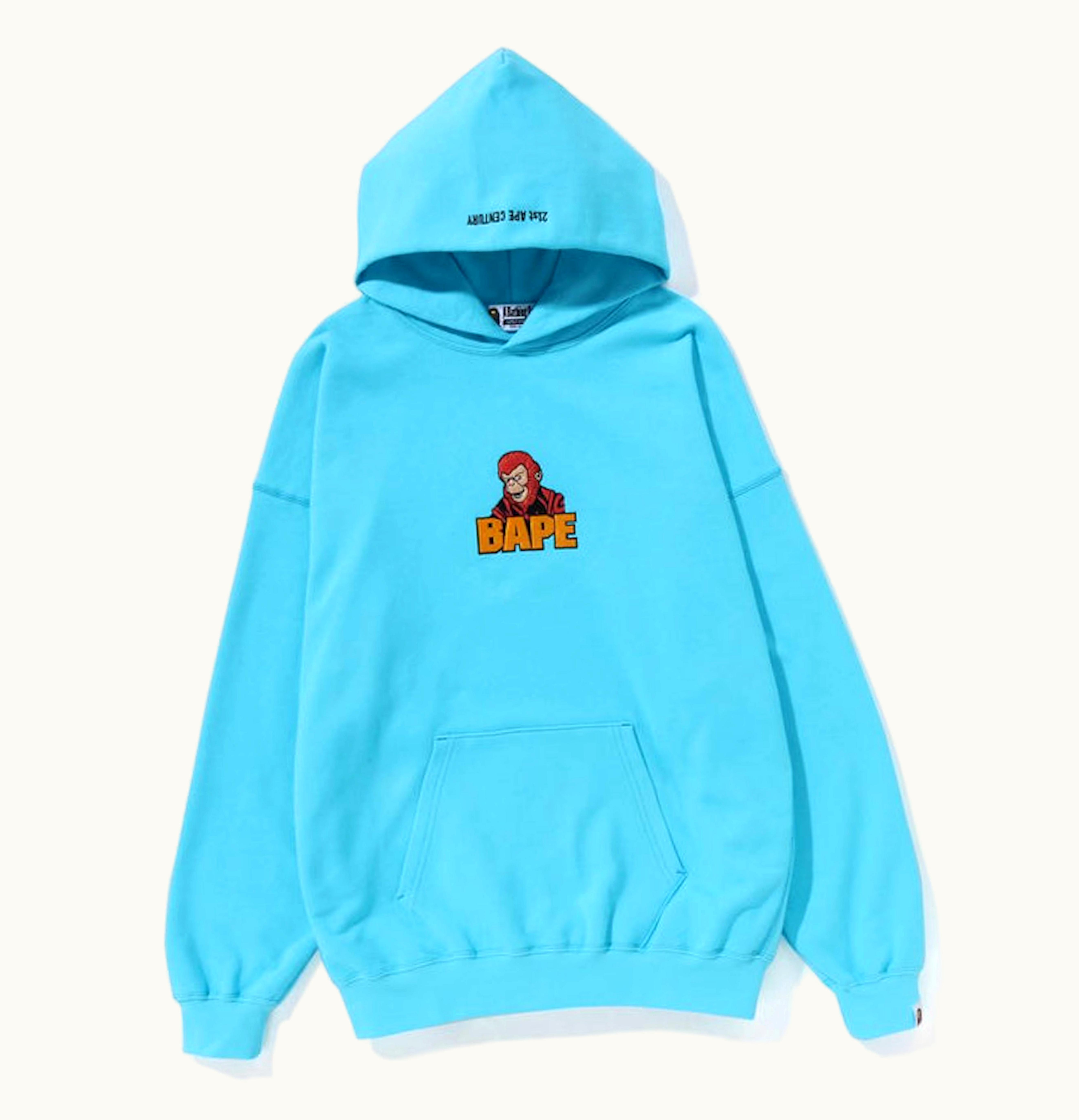BAPE BAPE Womens Graphic Oversized Pullover Hoodie Sax