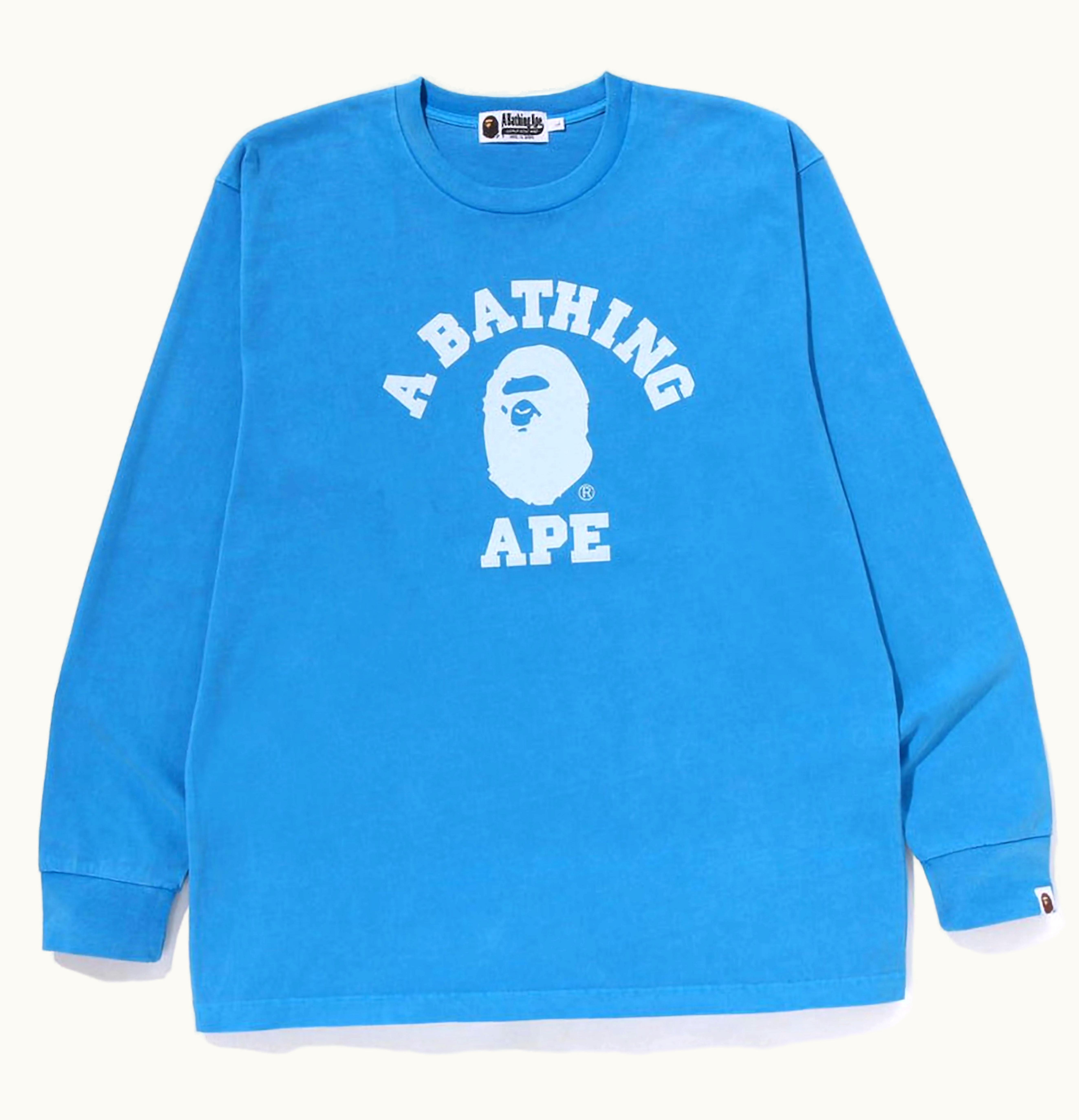 BAPE BAPE Overdye College Relaxed Fit L S Tee Blue