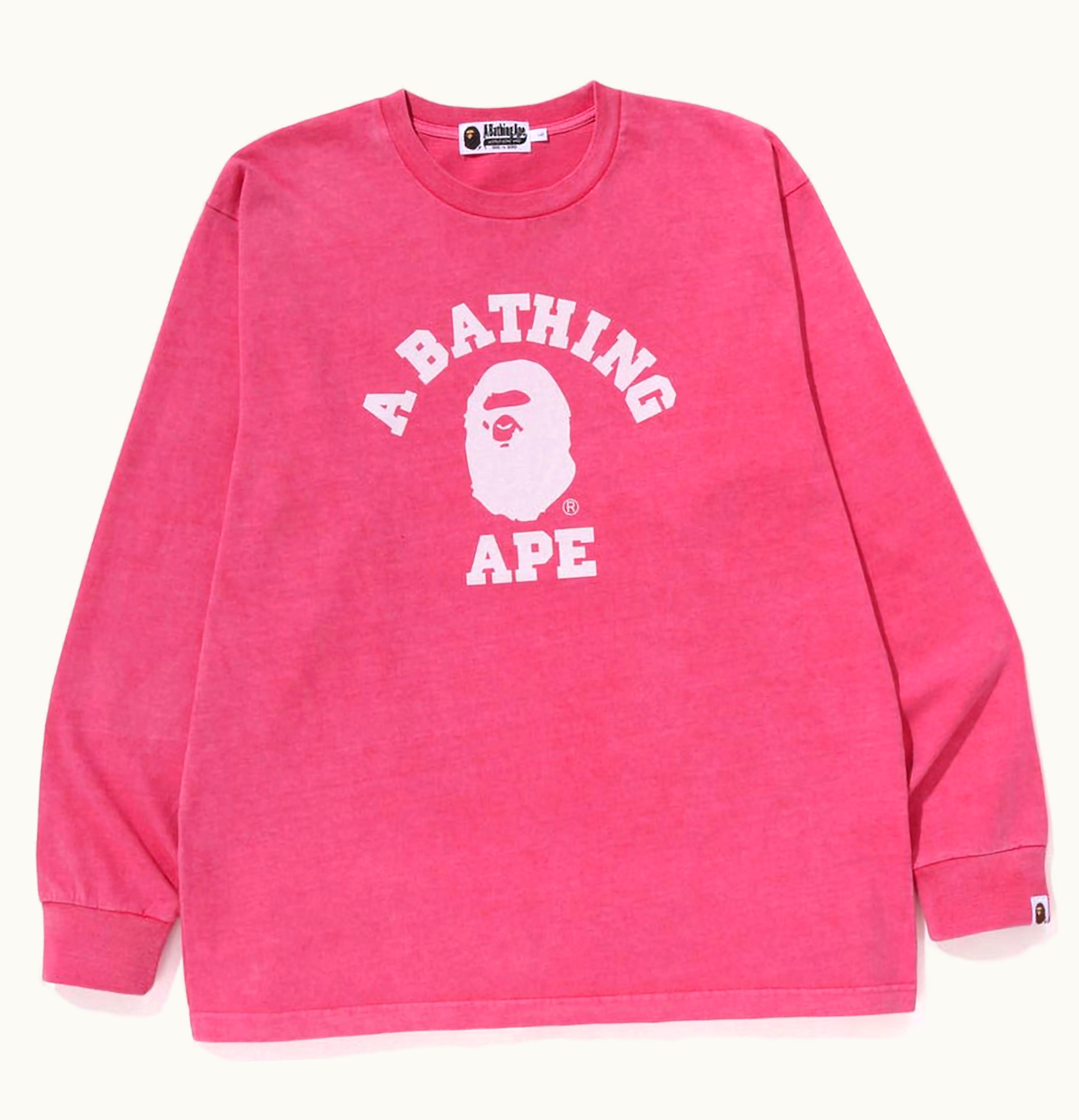 BAPE BAPE Overdye College Relaxed Fit L S Tee Pink