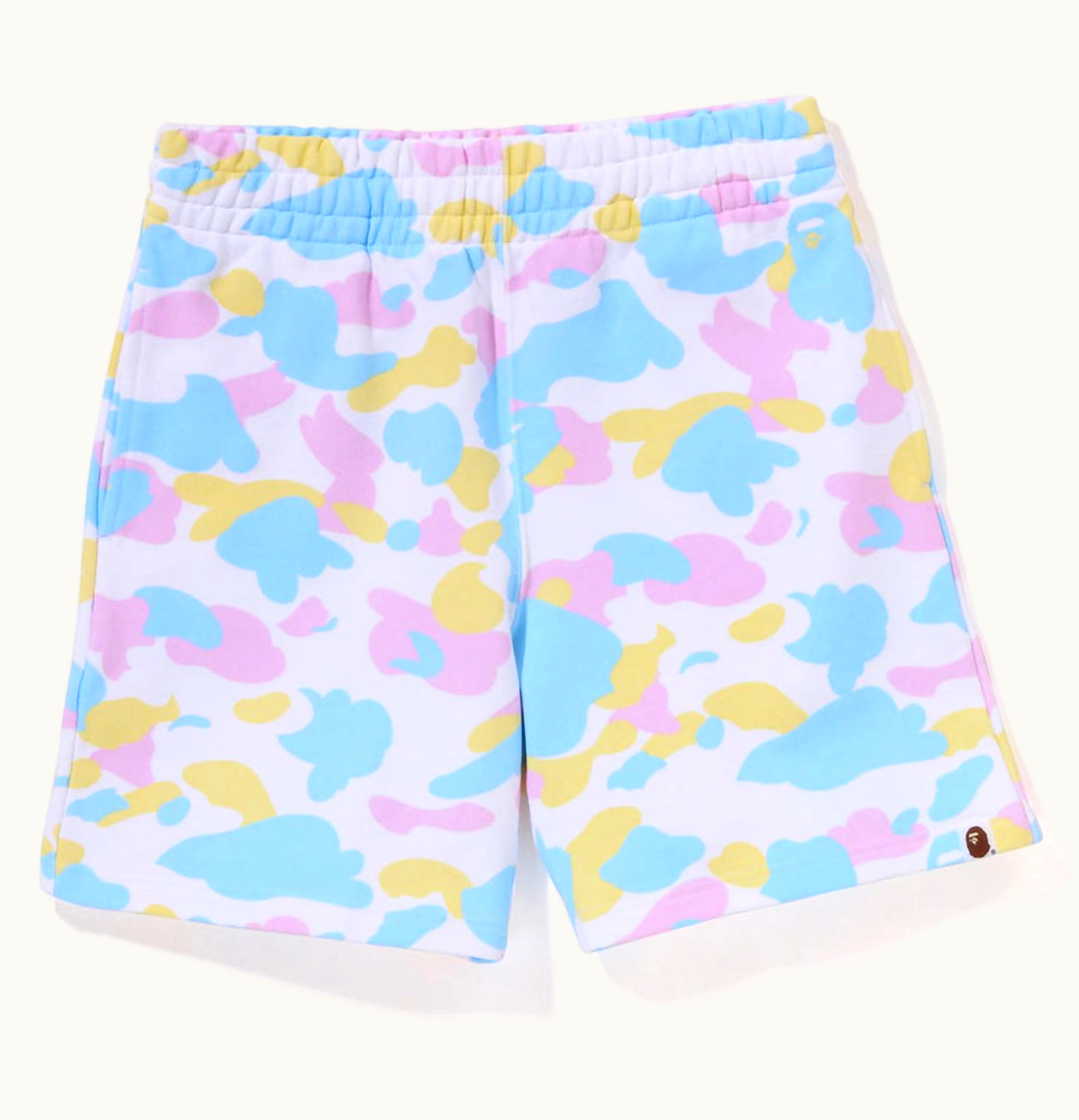 BAPE BAPE Womens New Multi Camo Oversized Sweat Shorts White