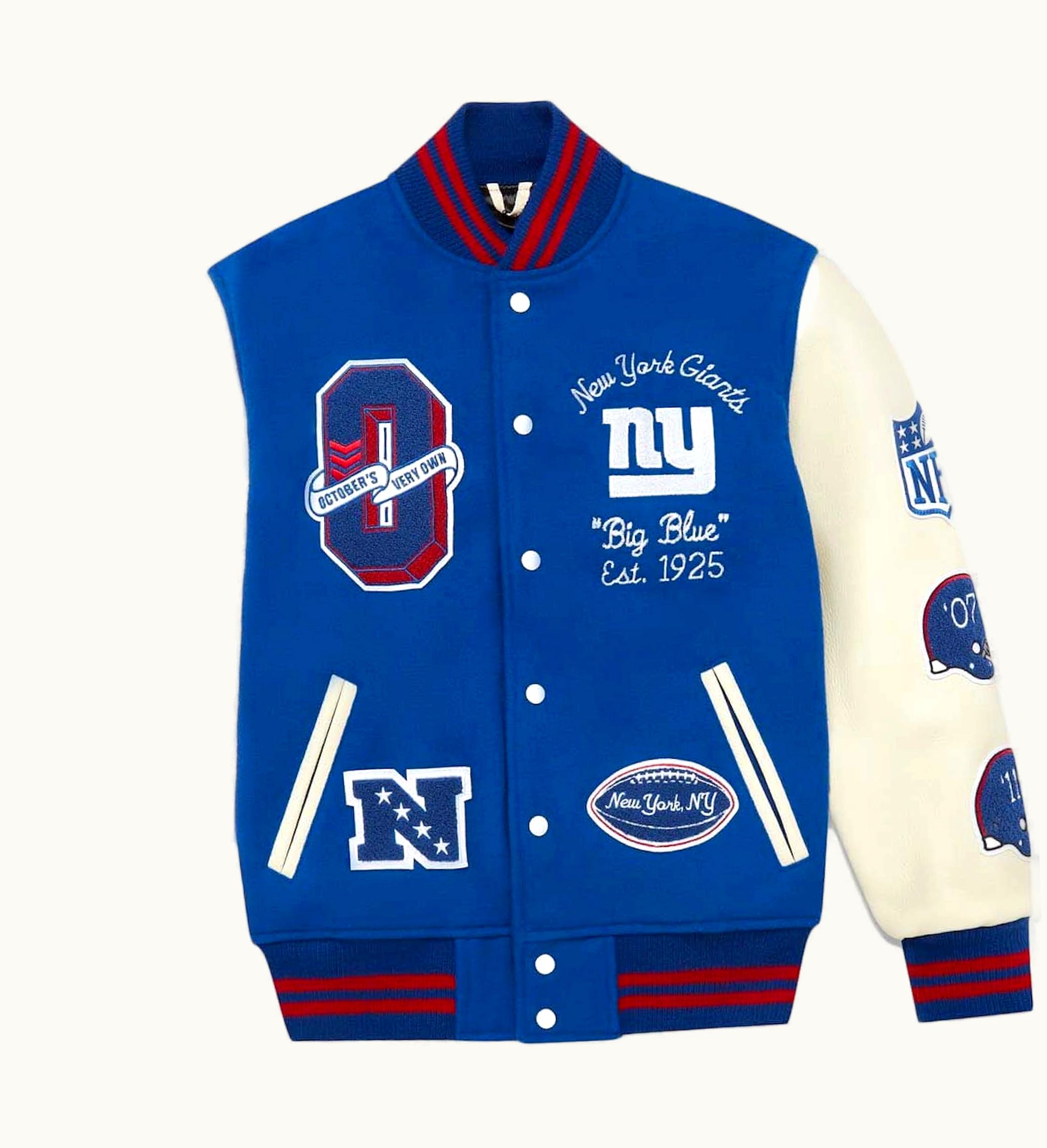 OVO OVO X NFL New York Giants Varsity Jacket Blue